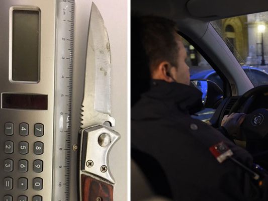 Der Mann wurde festgenommen und das Messer sichergestellt. Der Mann wurde festgenommen und das Messer sichergestellt.