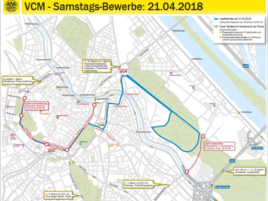 Am Samstag vor dem Wien-Marathon kommt es bereits zu Straßensperren. Am Samstag vor dem Wien-Marathon kommt es bereits zu Straßensperren.