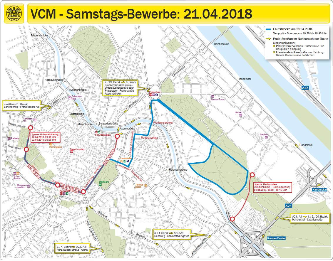 Am Samstag vor dem Wien-Marathon kommt es bereits zu Straßensperren. Am Samstag vor dem Wien-Marathon kommt es bereits zu Straßensperren.