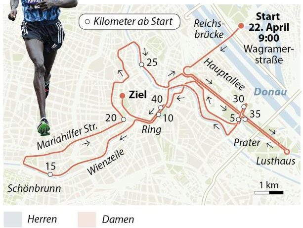 Die Strecke des Marathons durch Wien. Die Strecke des Marathons durch Wien.