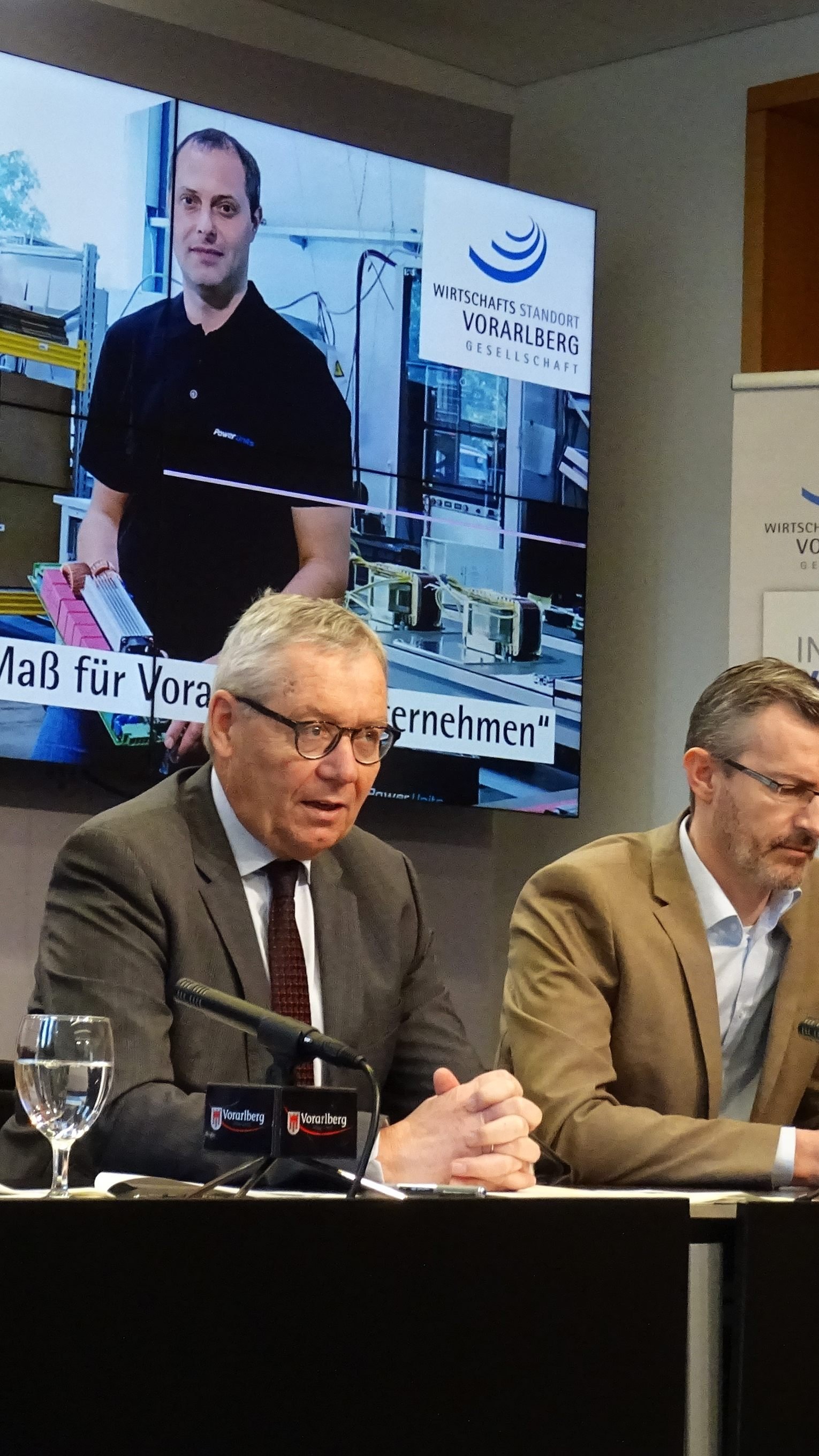 LH Wallner, LSth. Rüdisser und WISTO-Geschäftsführer Heinzl im Pressefoyer