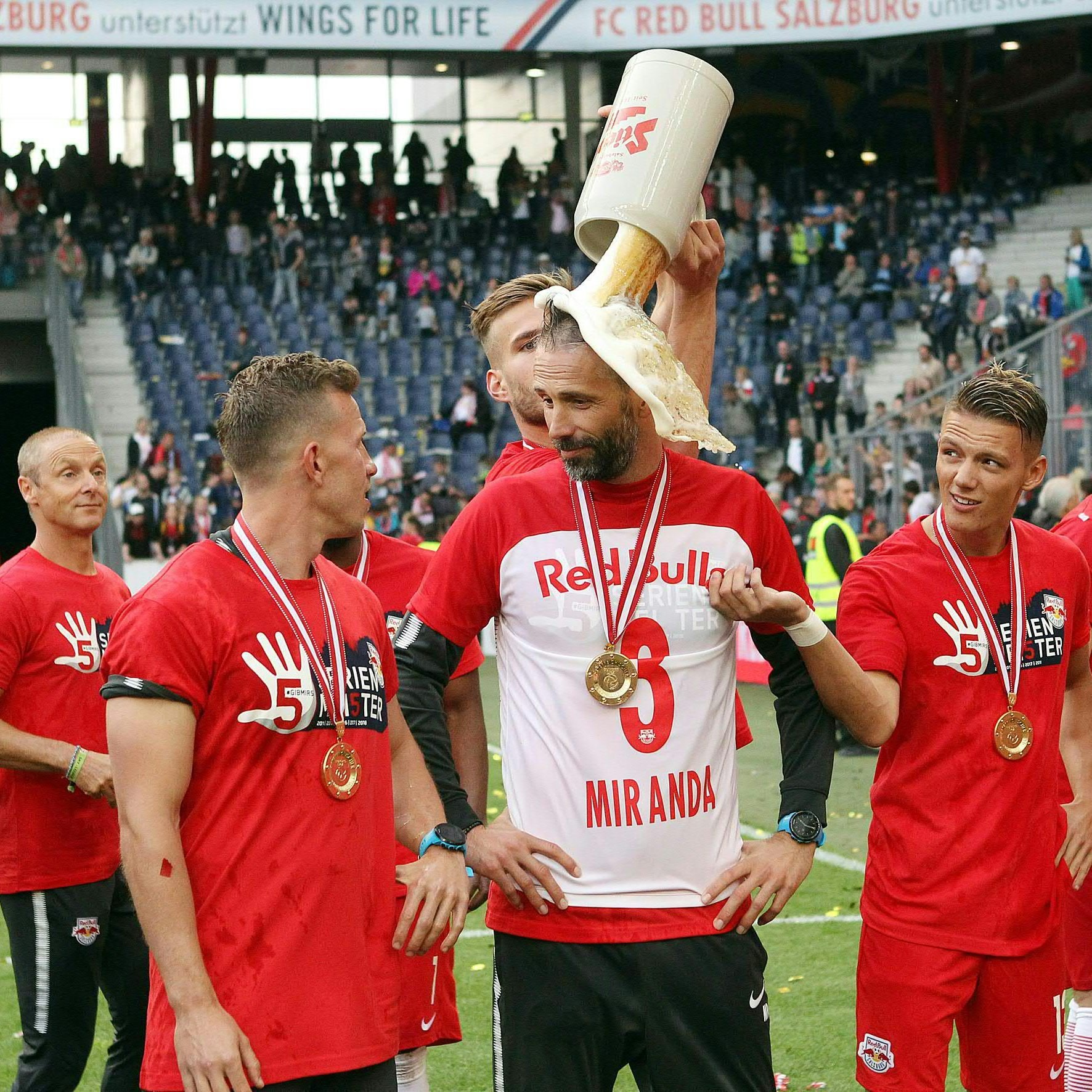 Marco Rose bei den Feierlichkeiten zum diesjährigen Meistertitel von Redbull Salzburg.