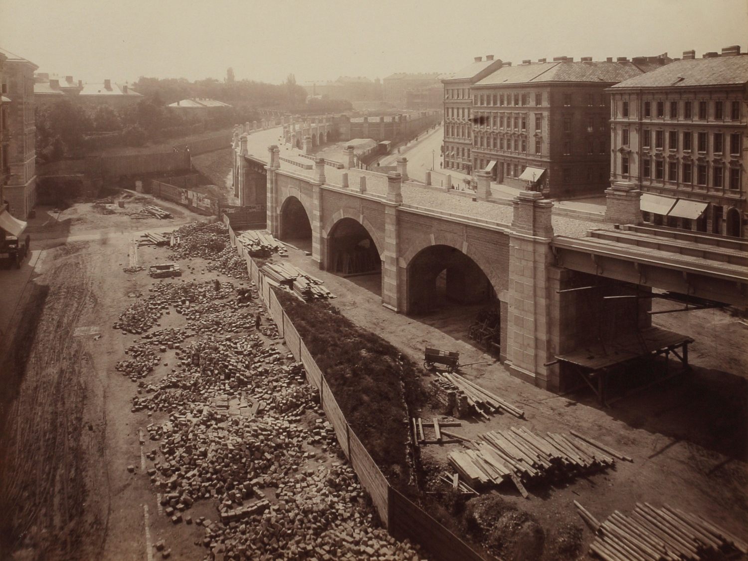 Der Bau der Stadtbahn in Wien.