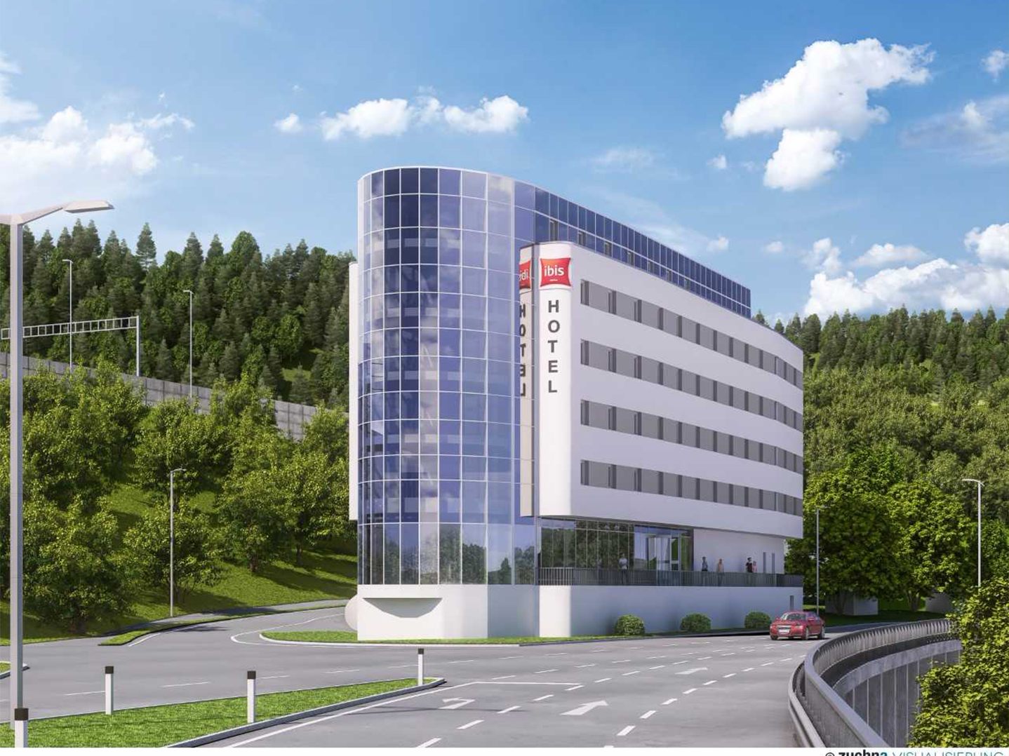 Die i+R Industrie- und Gewerbebau errichtete in 19 Monaten Bauzeit ein ibis-Hotel mit 100 Zimmern in Neuenhof nahe Zürich. Die i+R Industrie- und Gewerbebau errichtete in 19 Monaten Bauzeit ein ibis-Hotel mit 100 Zimmern in Neuenhof nahe Zürich.