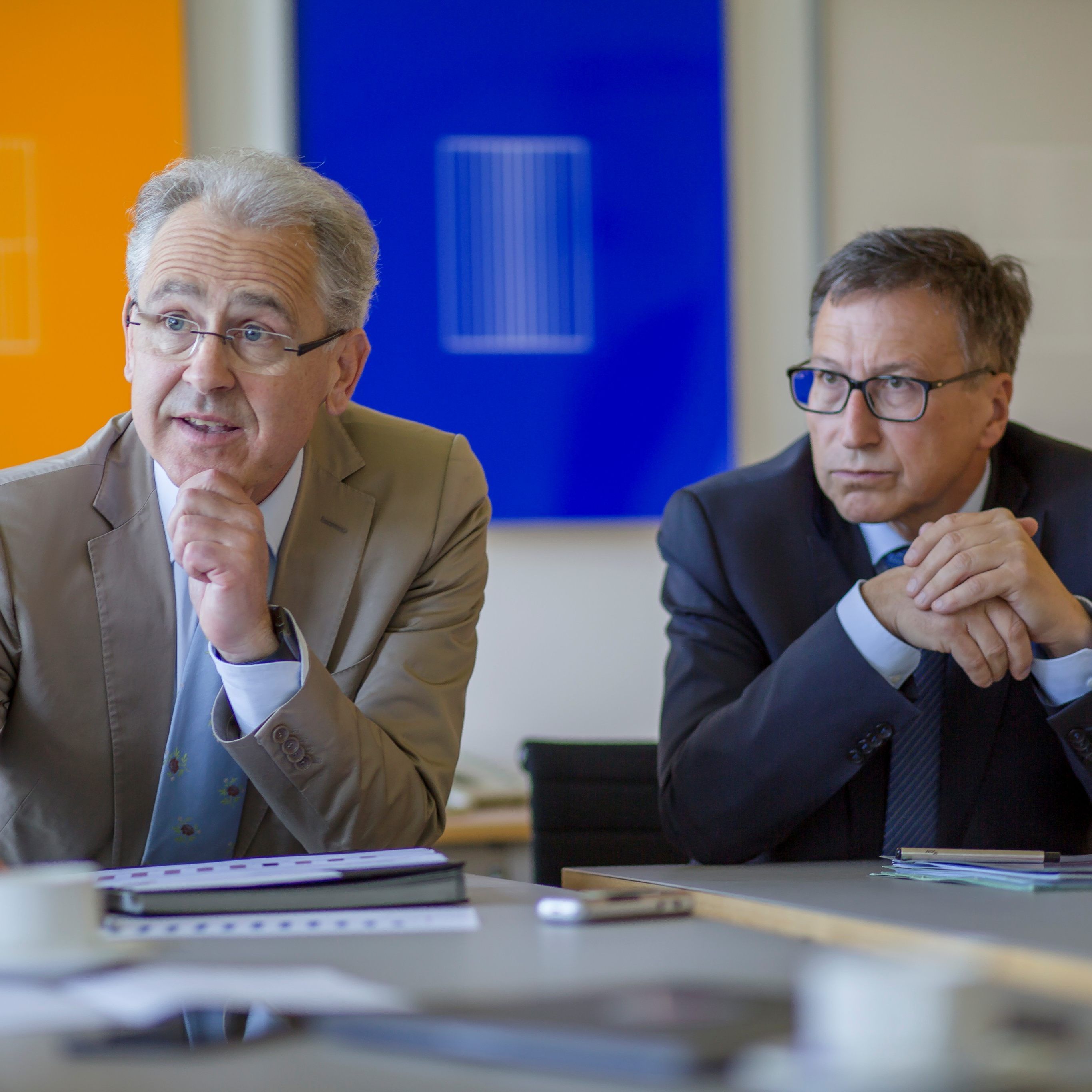 Christof Germann und Helmut Mennel sind Mitglieder des Vorstand der illwerke vkw.