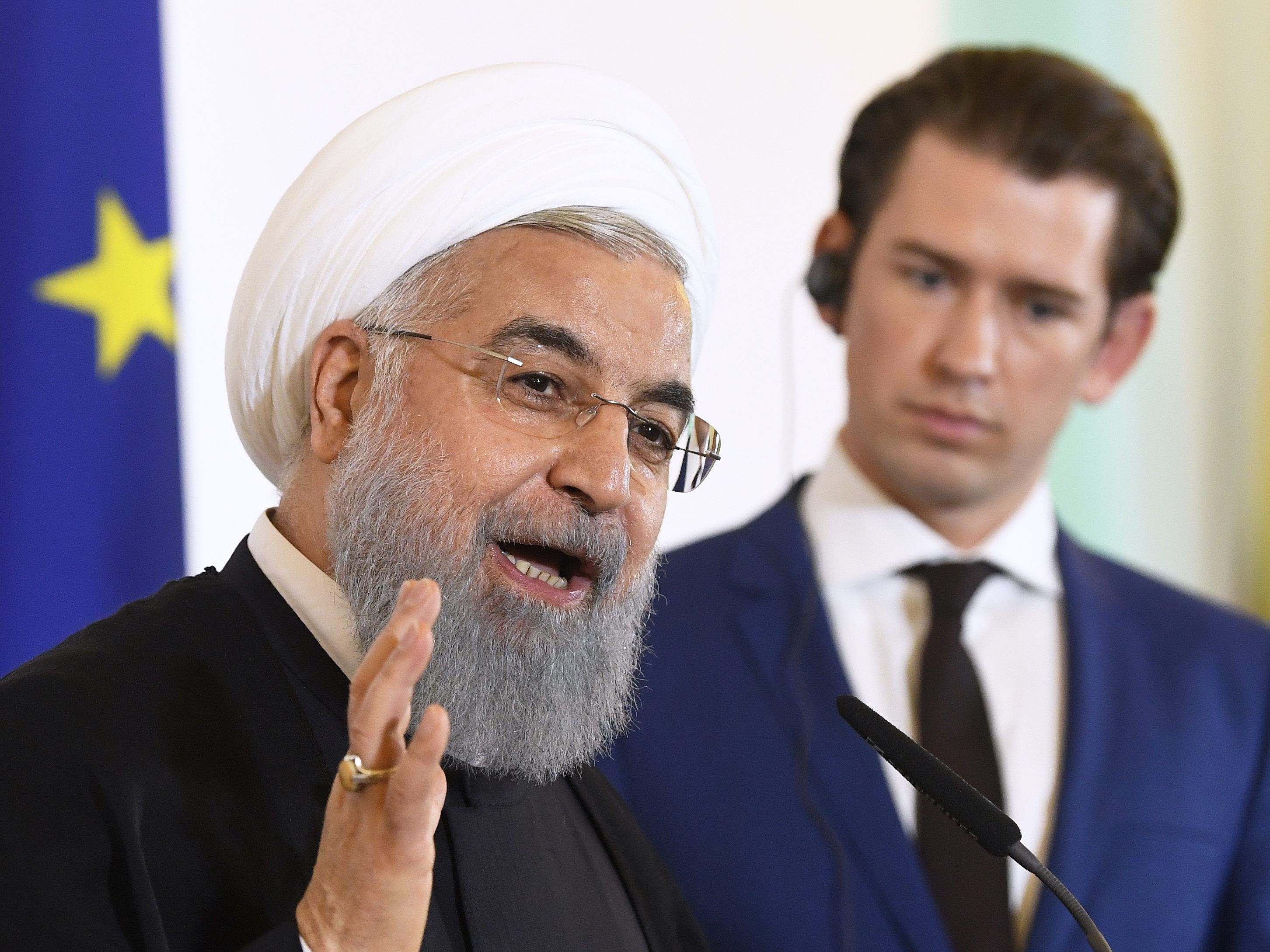 Zum Thema Israel lieferten sich Kurz und Rouhani einen Schlagabtausch. Zum Thema Israel lieferten sich Kurz und Rouhani einen Schlagabtausch.