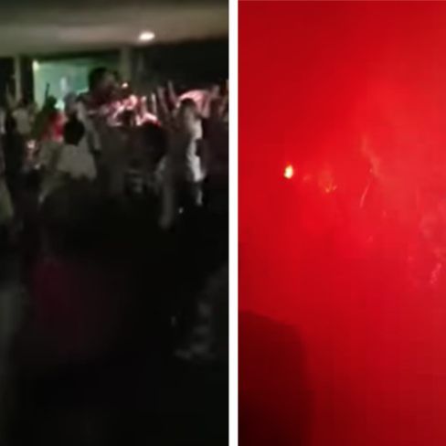 Die Fans feiern den kroatischen Sieg.