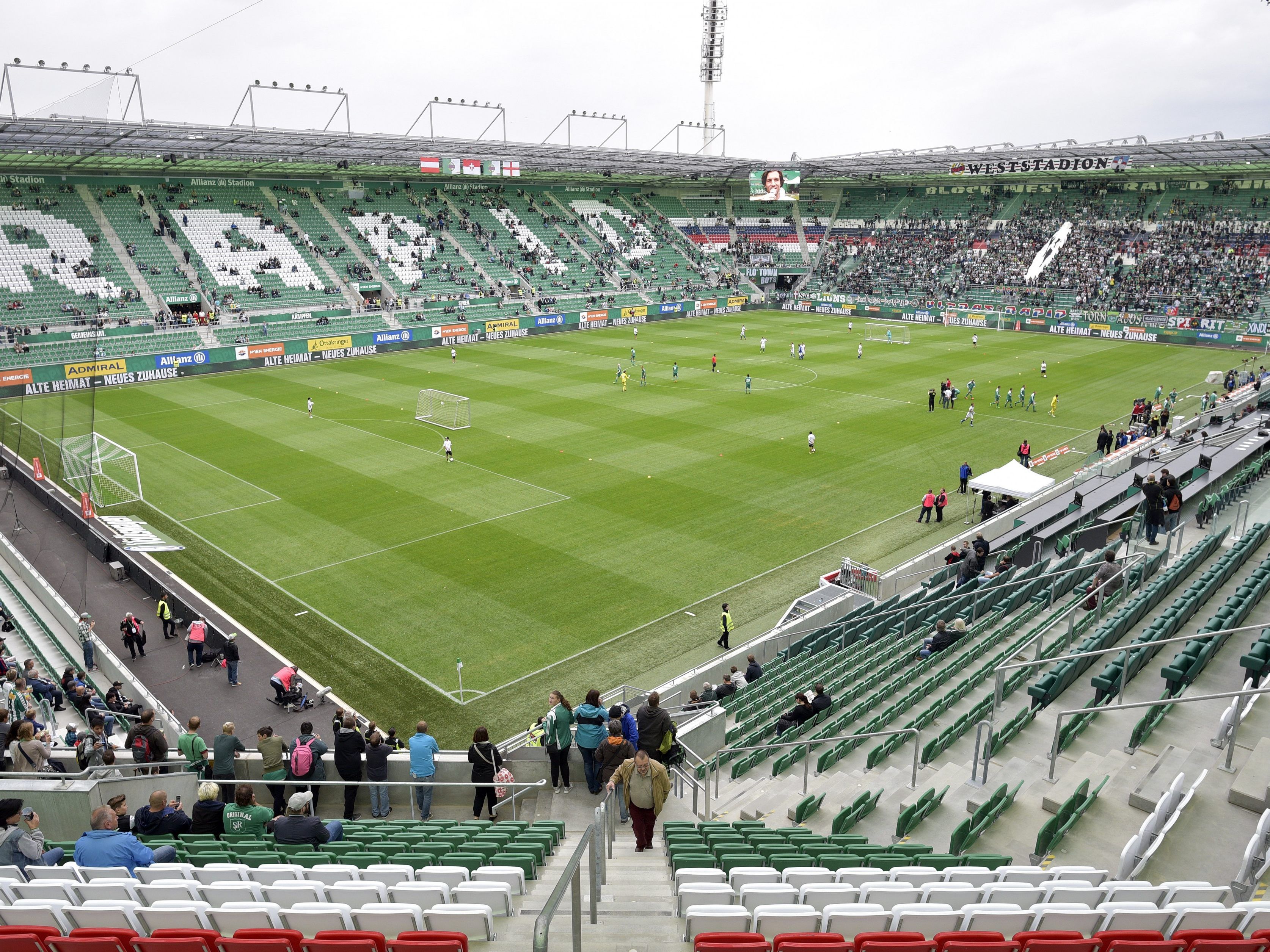 Am Freitag und Samstag wurde ein neuer Rasen im Allianz Stadion verlegt.