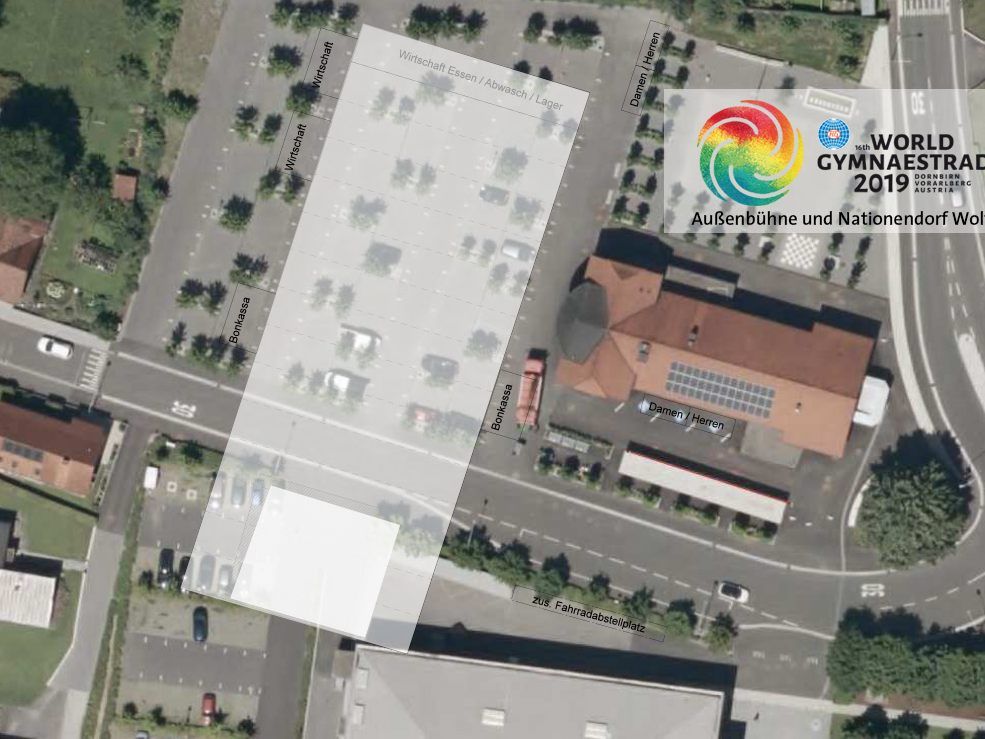 So wird das das Gymnaestrada-Zelt im Juli 2019 aufgestellt. Der Eintritt zu den Shows ist frei.
