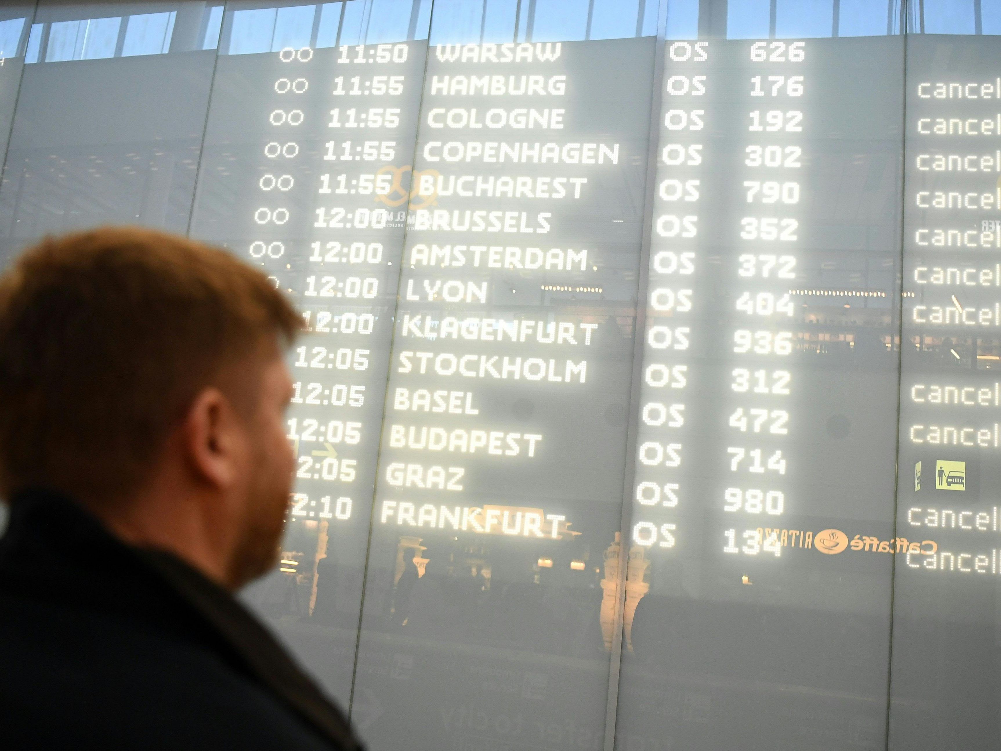 Am Flughafen Wien-Schwechat fielen von 64.450 Abflügen 1.150 aus. Am Flughafen Wien-Schwechat fielen von 64.450 Abflügen 1.150 aus.