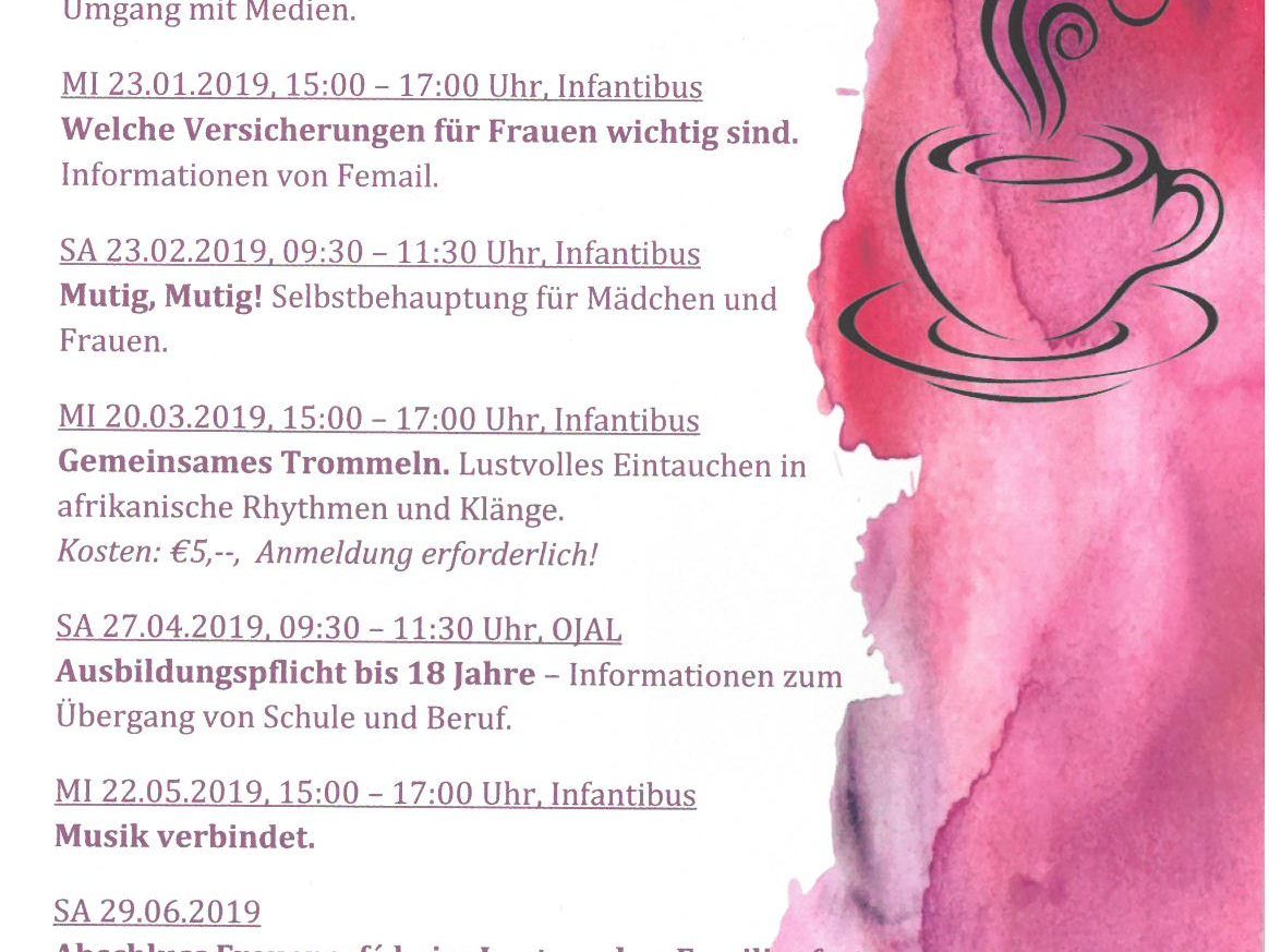 Jahresprogramm Frauencafé Lauterach