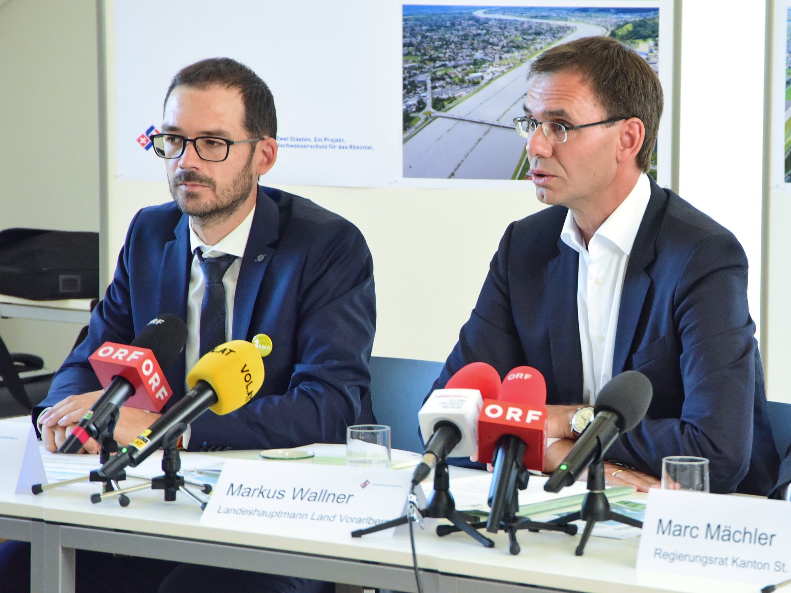 Mit dem Generellen Projekt Rhesi wurde laut Landeshauptmann Markus Wallner ein Meilenstein im Hochwasserschutz im Rheintal erreicht. Mit dem Generellen Projekt Rhesi wurde laut Landeshauptmann Markus Wallner ein Meilenstein im Hochwasserschutz im Rheintal erreicht.