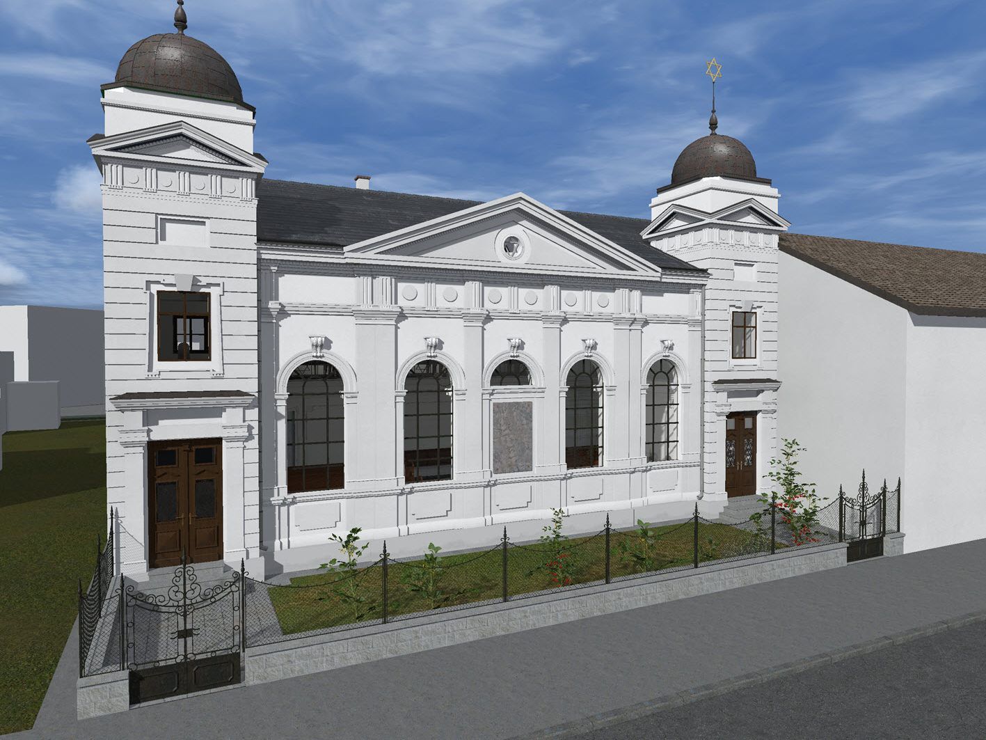 So sieht die Rekonstruktion der Synagoge aus - es handelt sich um eine Computer-Modellierung.