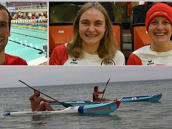 Die drei Vorarlberger TEilnehmer bei der WM der Rettungsschwimmer.