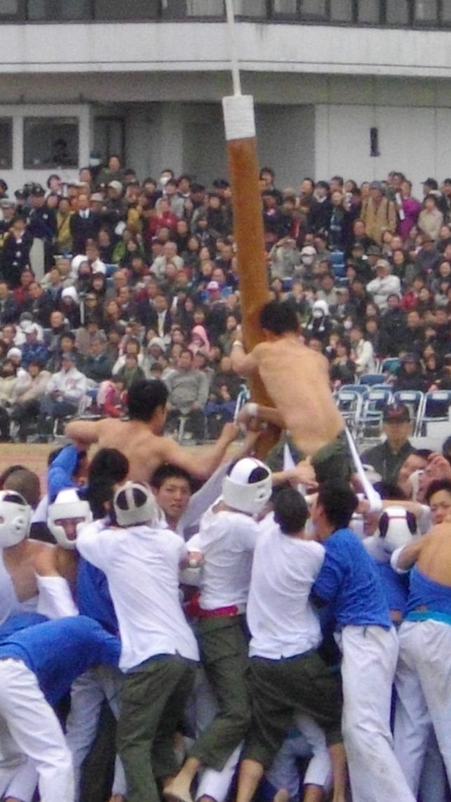 Japanische Kadetten kämpfen um einen Pfahl: Bo-Taoshi ist eine der gefährlichsten Sportarten der Welt.
