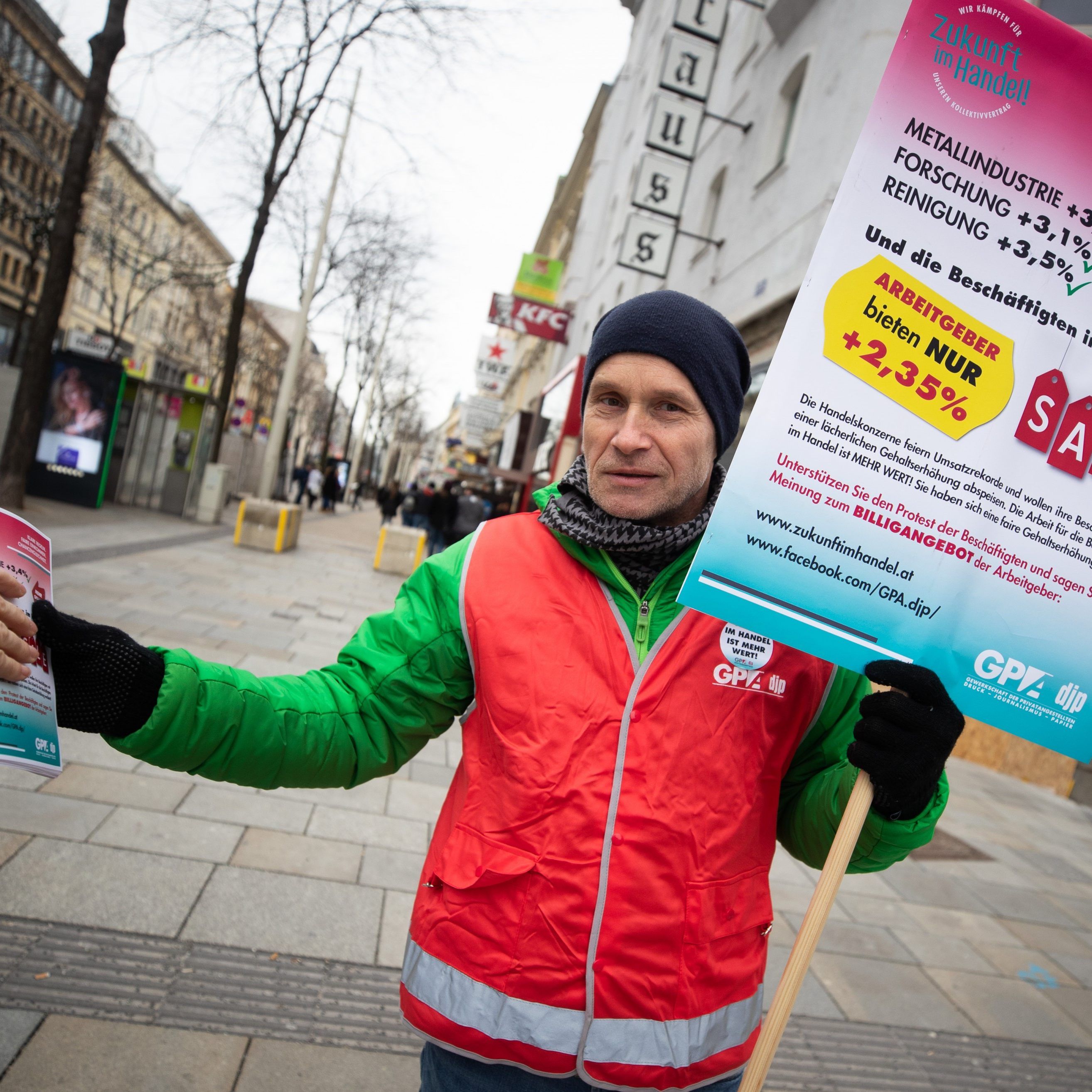 Protestaktion am Einaufssamstag in Wien.