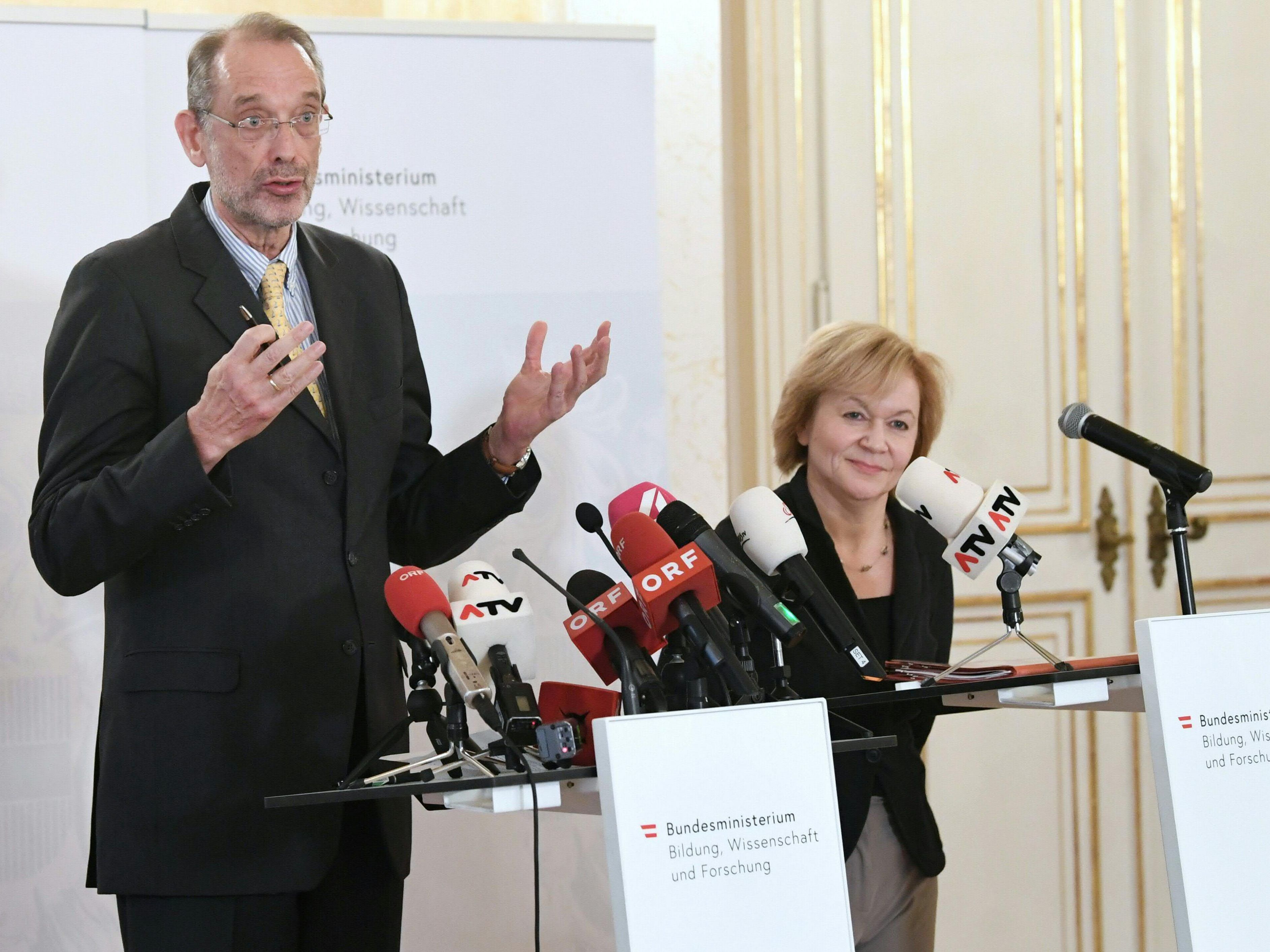 Bildungsminister Heinz Faßmann (ÖVP) und Pädagogin Susanne Wiesinger.