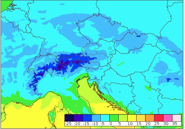Temperaturkarte am Freitagmorgen