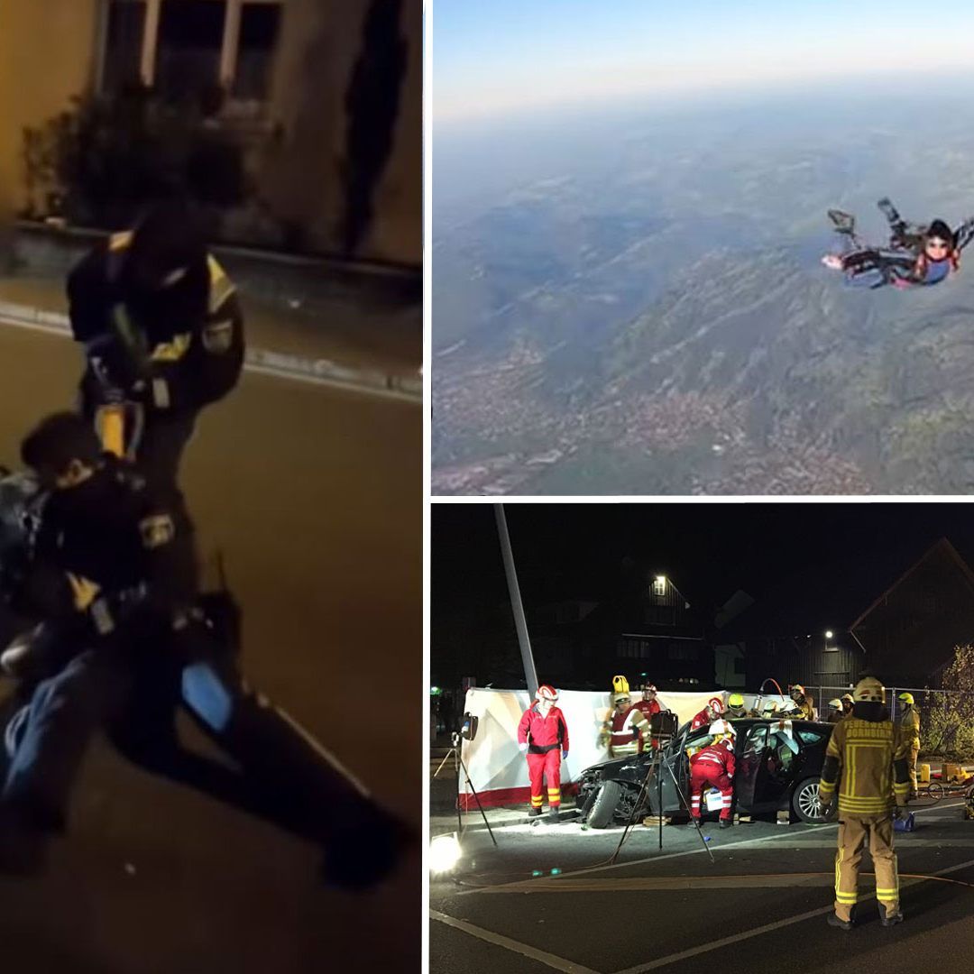 Polizeieinsatz in Dornbirn, Fallschirmspringer und schwerer Unfall auf der Stadtstraße in Dornbirn.