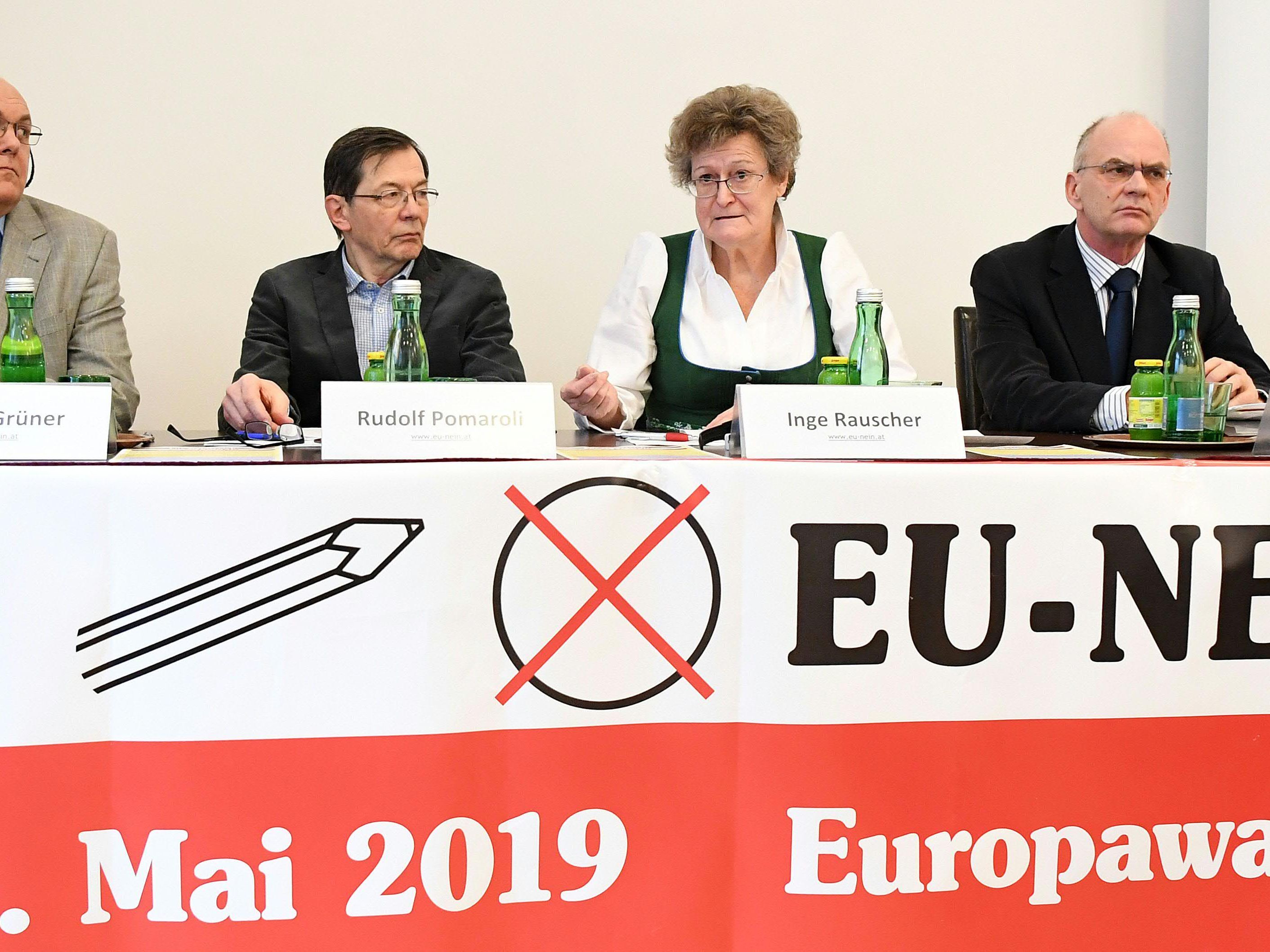 "EU-NEIN" will ins Europaparlament einziehen. "EU-NEIN" will ins Europaparlament einziehen.