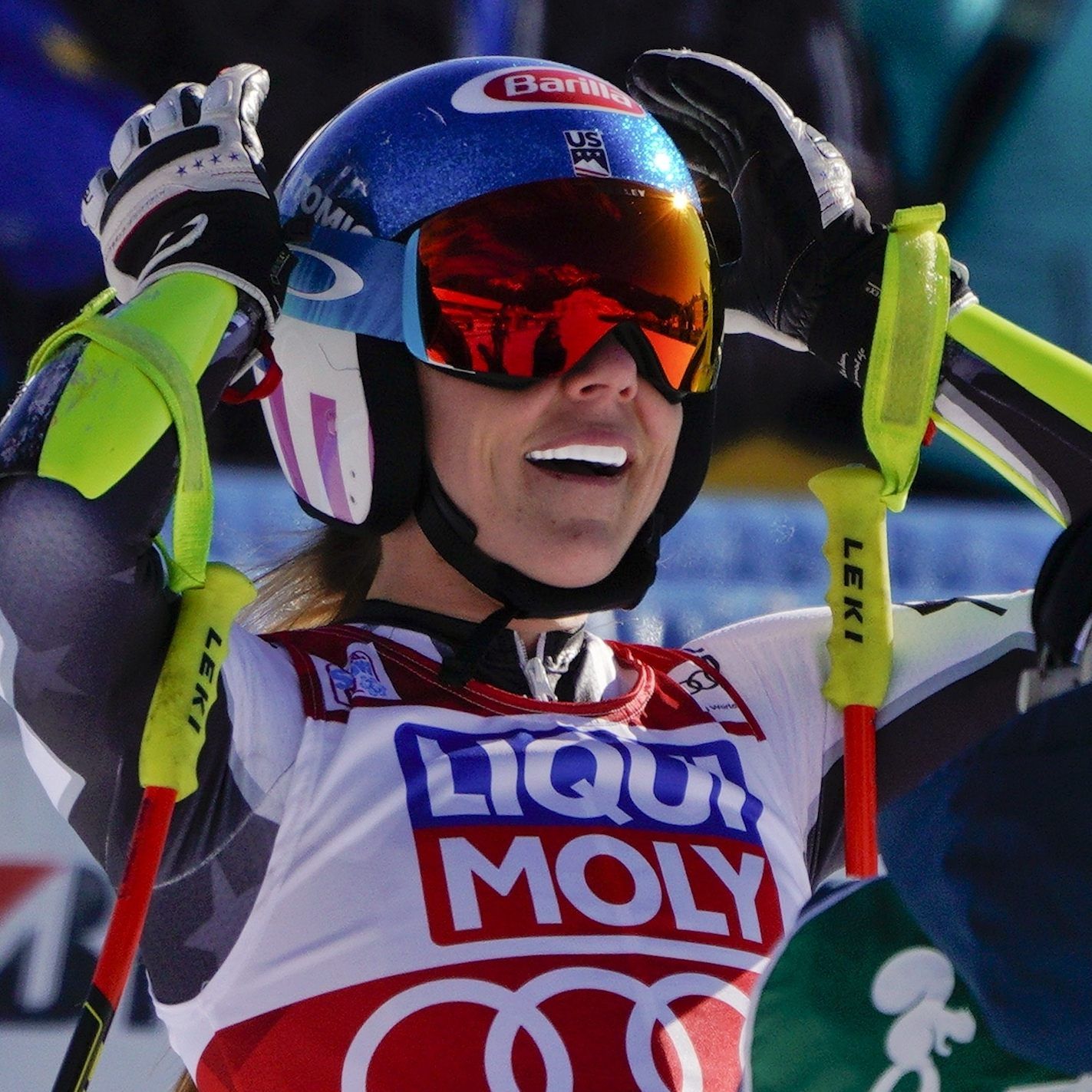 Shiffrin nach ihrem Sieg in Cortina.