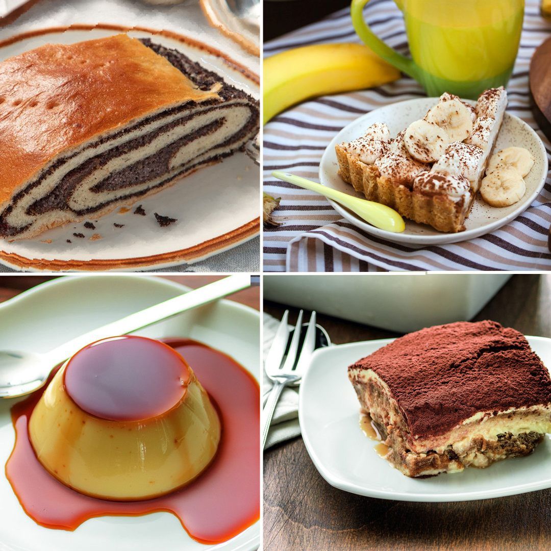 Sechs süße Dessert zur Inspiration für den Valentinstag.