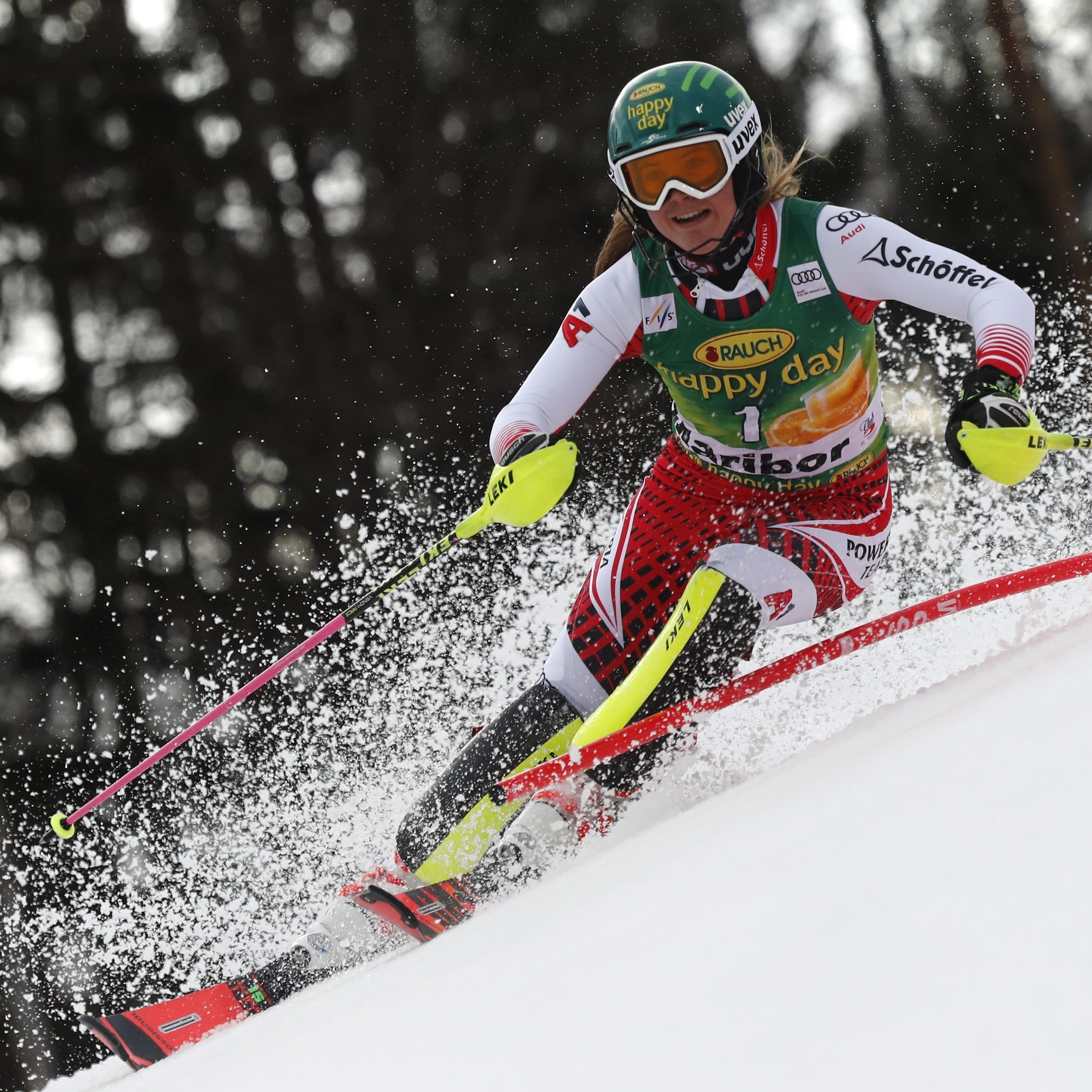 KAtharina Liensberger rangiert nach Lauf eins auf Rang fünf.