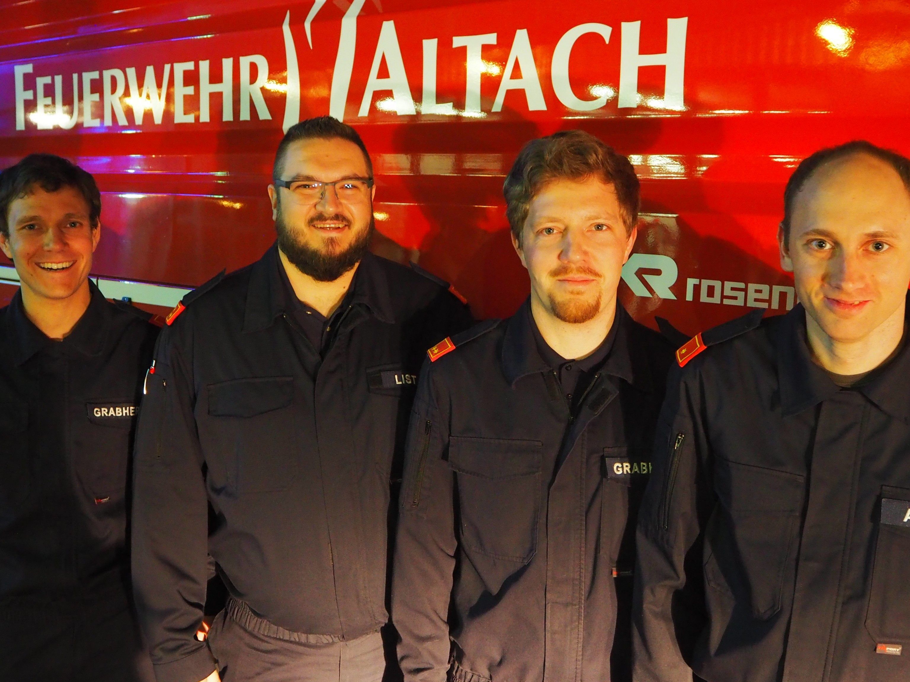 Zugskommandant Mathias Grabherr, Feuerwehrkommandant Manuel List, Kdt-Stellvertreter Lukas Grabherr und Zugskommandant Thomas Aberer.