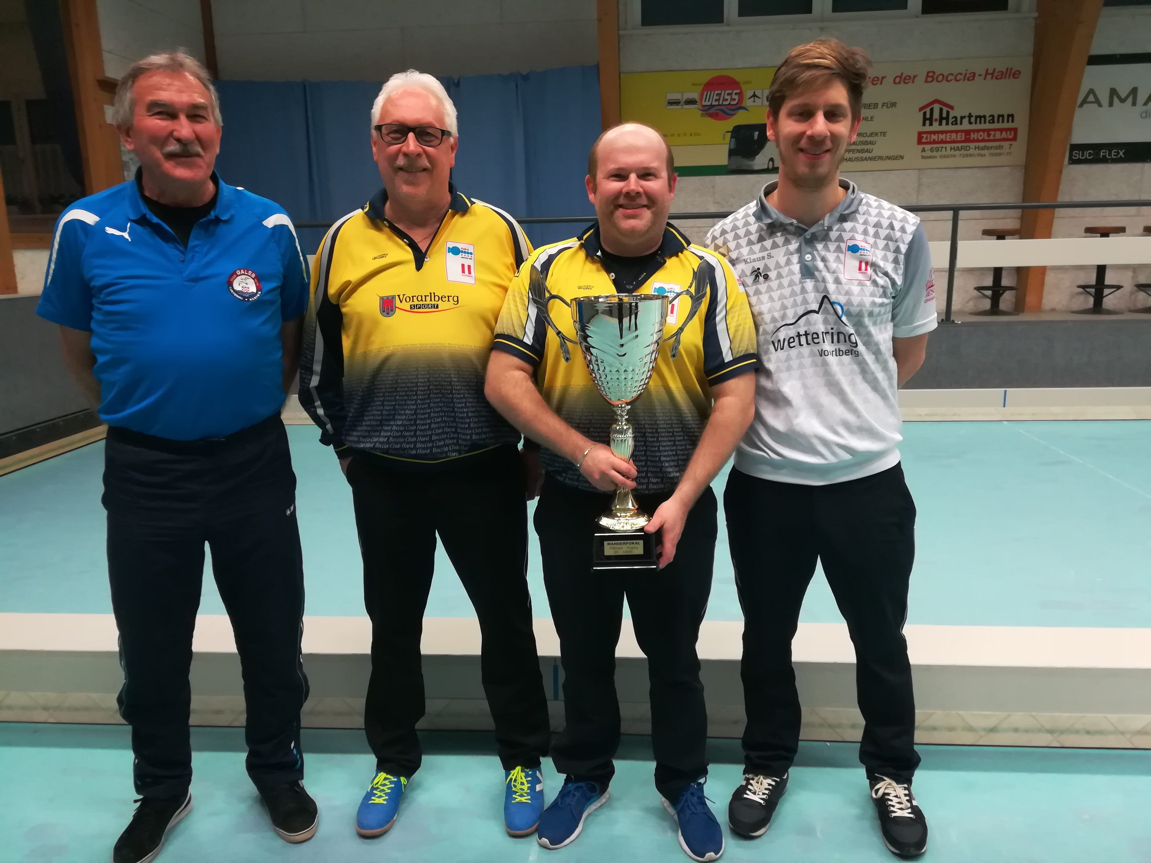 Pfänder Trophy 2019, von links: Vundac Ivica (Lustenau), ILL Dieter, Wolfgang Philipp und Klaus Simon (alle Hard) Pfänder Trophy 2019, von links: Vundac Ivica (Lustenau), ILL Dieter, Wolfgang Philipp und Klaus Simon (alle Hard)