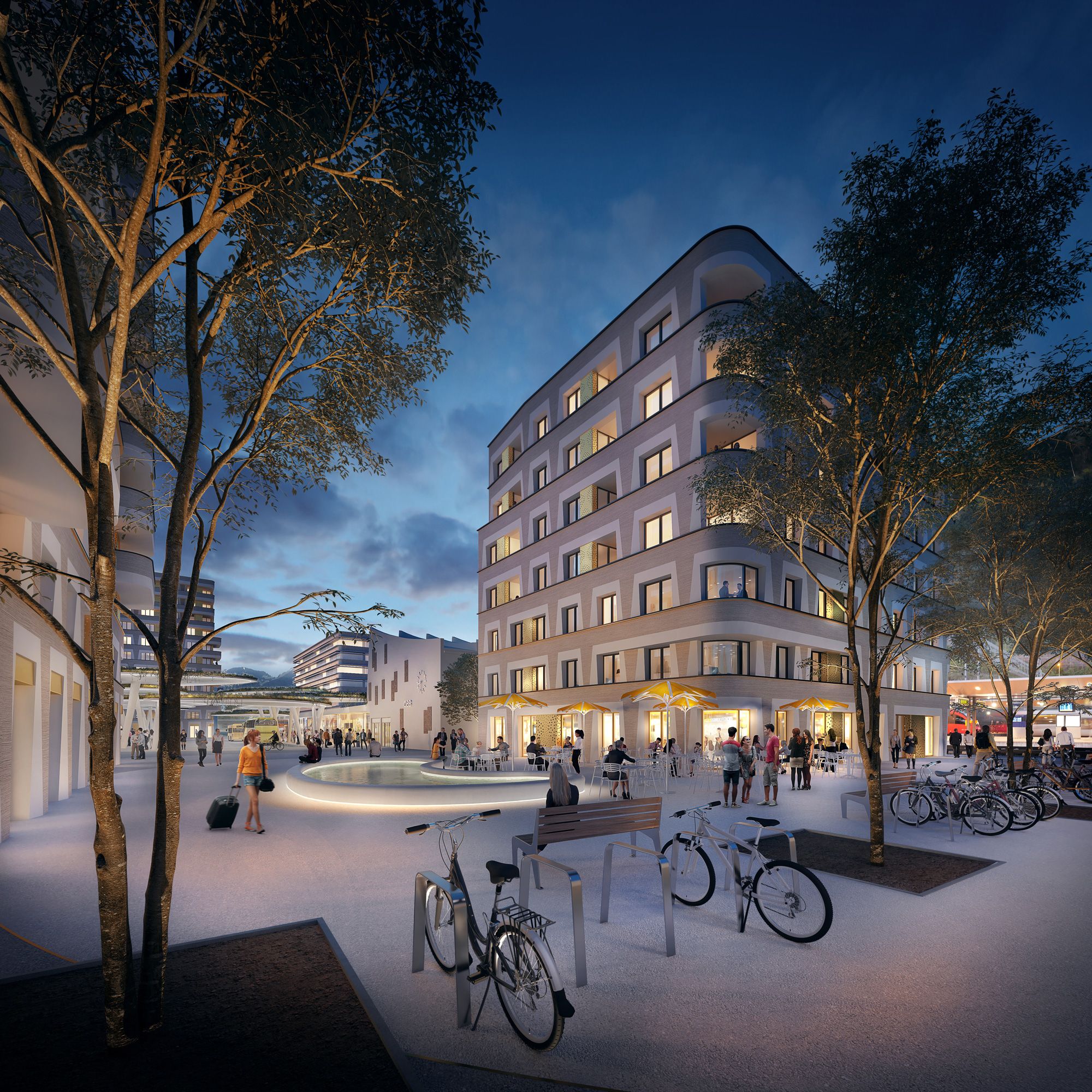 So soll es Mitte 2022 am Bahnhofsplatz aussehen: Wohnen, Handel, Arbeit, Freizeit und Verkehr an einem Ort. So soll es Mitte 2022 am Bahnhofsplatz aussehen: Wohnen, Handel, Arbeit, Freizeit und Verkehr an einem Ort.