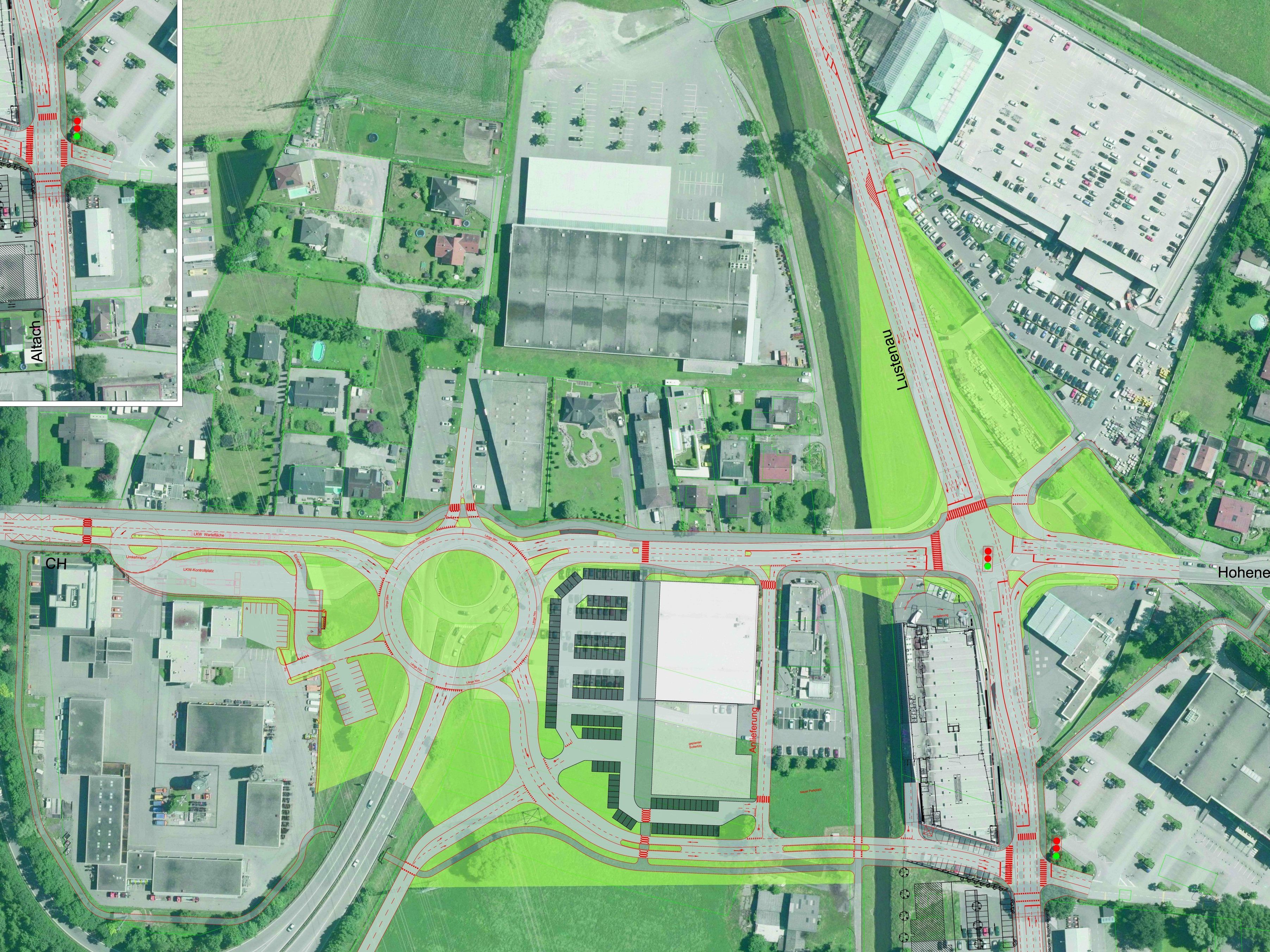 Das neue Verkehrskonzept für die Autobahn-Anschlussstelle Hohenems.