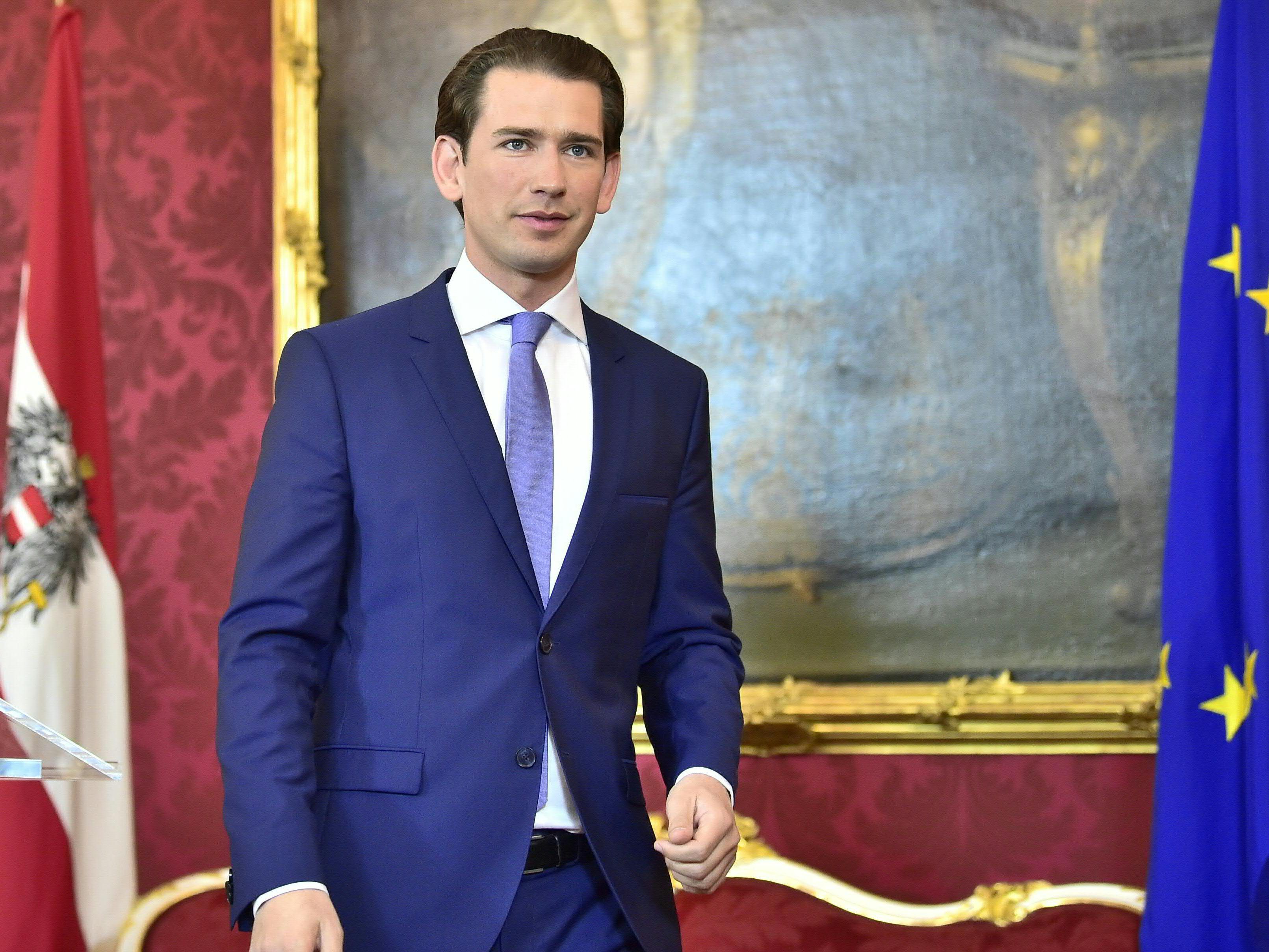 Bundeskanzler Sebastian Kurz gibt ein Statement über das weitere Vorgehen ab