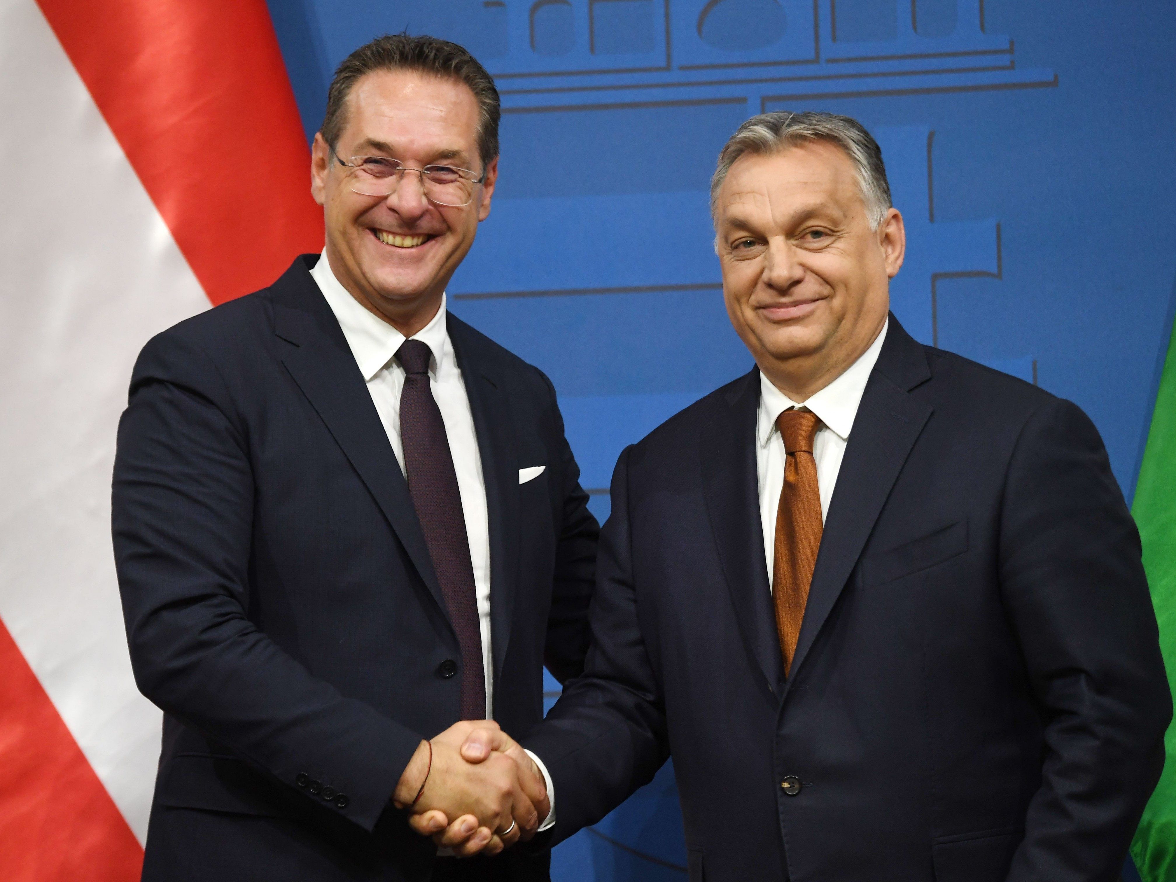Strache und Orban bei dem Treffen am 06. Mai. Strache und Orban bei dem Treffen am 06. Mai.