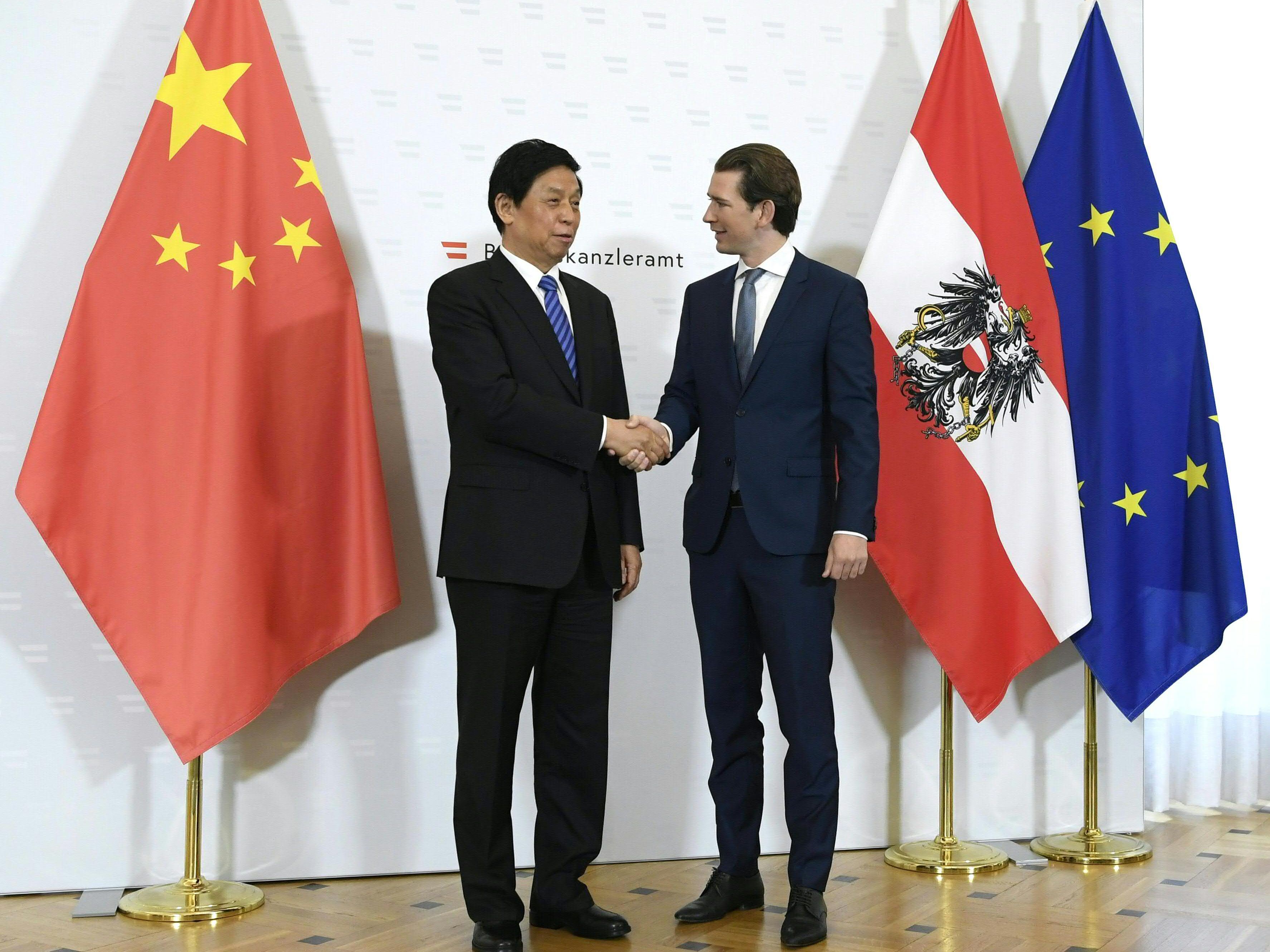 Sebastian Kurz ließ es sich nicht nehmen, den chinesischen Parlamentspräsidenten zu empfangen.