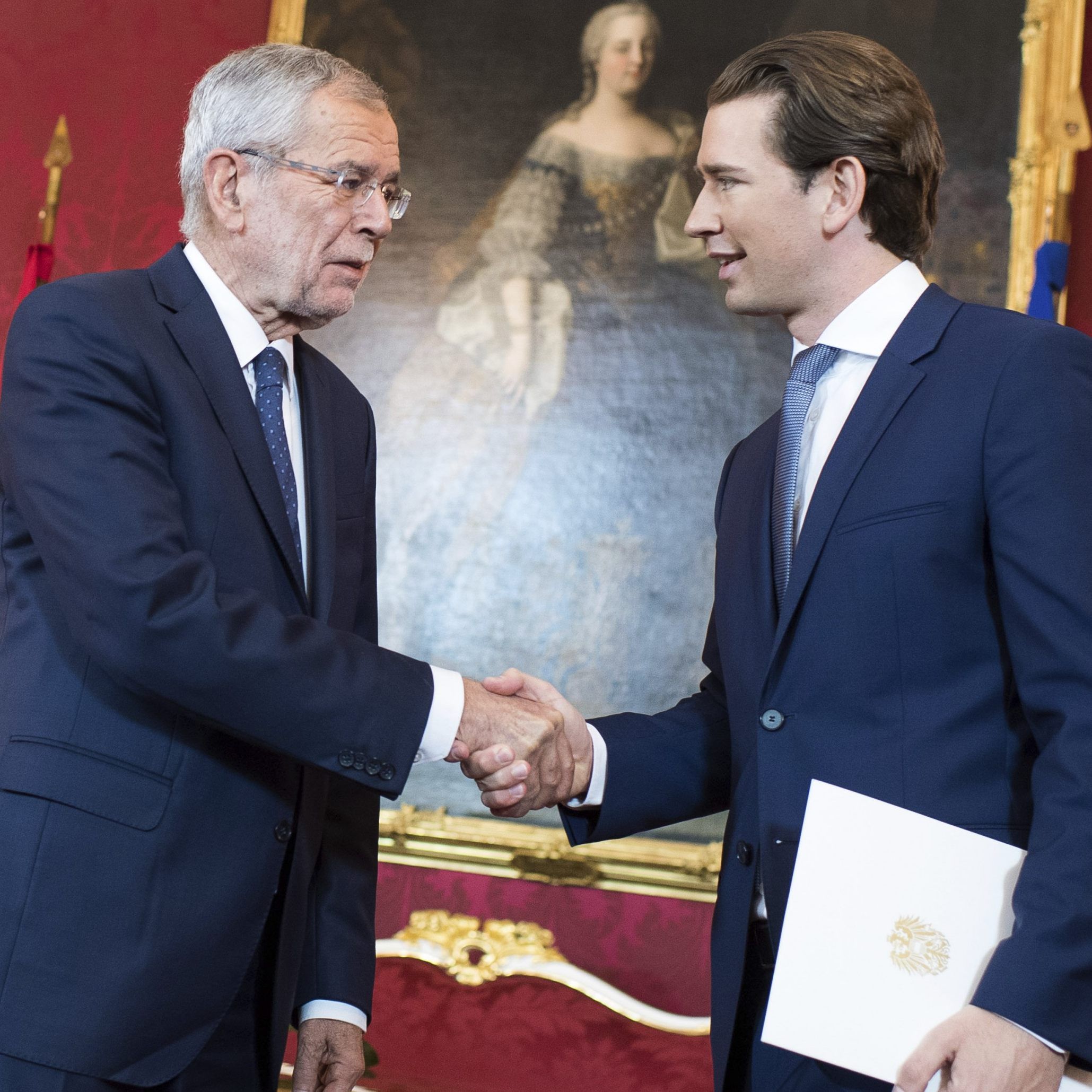 Bundespräsident Van der Bellen und Kanzler Kurz am Dienstag bei ihrem Treffen in der Hofburg.