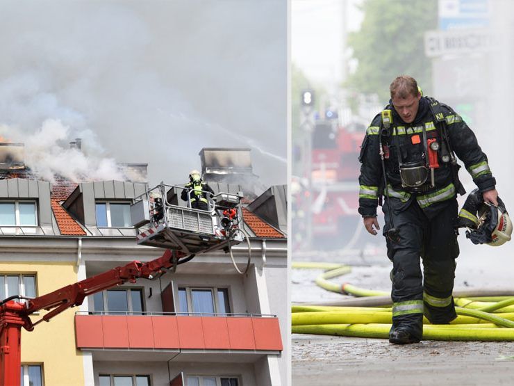 Der Großbrand in Simmering hielt die Wiener Feuerwehr stundenlang in Atem Der Großbrand in Simmering hielt die Wiener Feuerwehr stundenlang in Atem