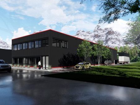 Goldbeck Rhomberg errichtet neues Gebäude für Firma Ganahl in Schruns: 14,4 mal 47 Meter, 730 Quadratmeter verbaute Fläche.