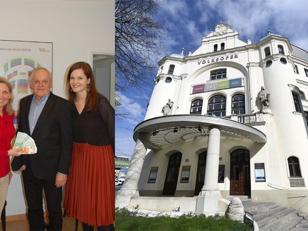 Andrea Magdoin-Braunsdorfer (Obmann Stellvertreterin der Kinder-Krebshilfe WIEN-NÖ-BGLD), Robert Meyer (Direktor der Volksoper Wien), Stefanie Feig (Assistentin des Direktors).