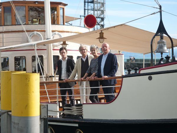Reinhard Kaiser-Mühlecker, Otto de Kat, Christina Viragh und Organisator Franz Hoben.