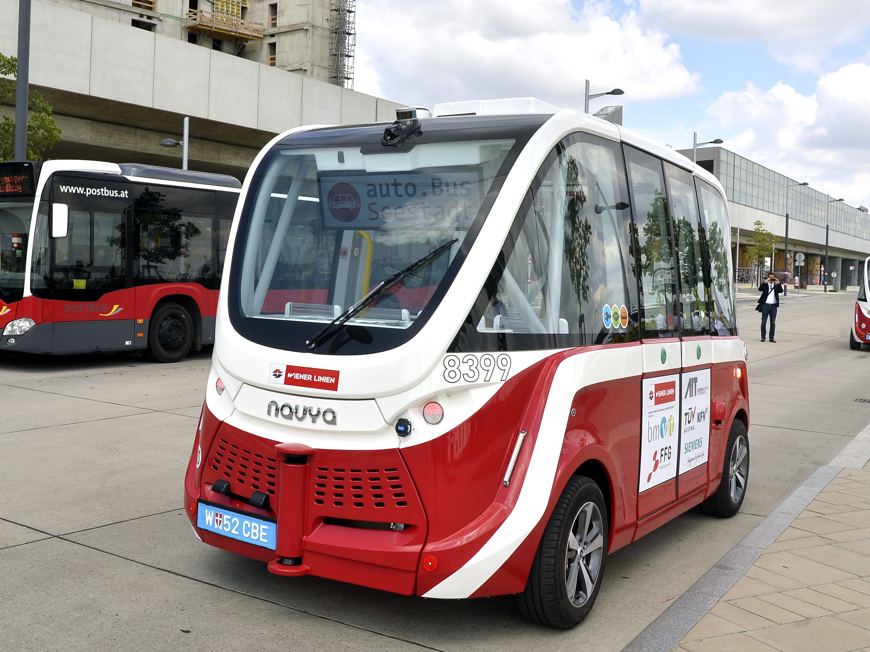 Am Mittwoch ist der fahrerlose Bus in der Wiener Seestadt wieder im Einsatz. Am Mittwoch ist der fahrerlose Bus in der Wiener Seestadt wieder im Einsatz.