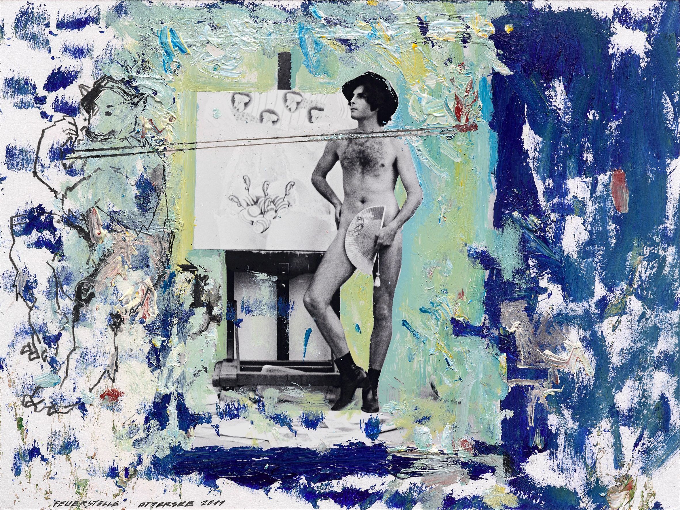 Feuerstelle im Obergeschoß lädt zum Neuentdecken des Frühwerks von Christian Ludwig Attersee ein.