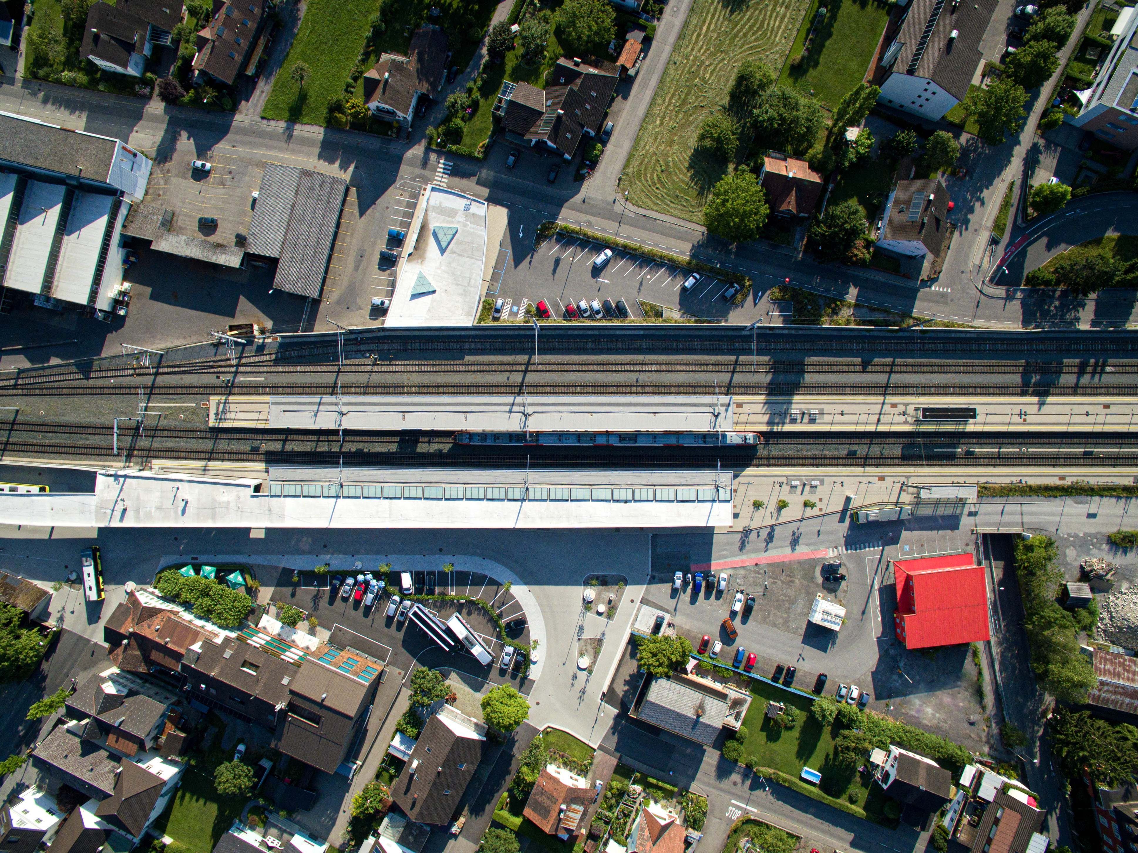 Bahnhofsareal in Rankweil von obenen Bahnhofsareal in Rankweil von obenen
