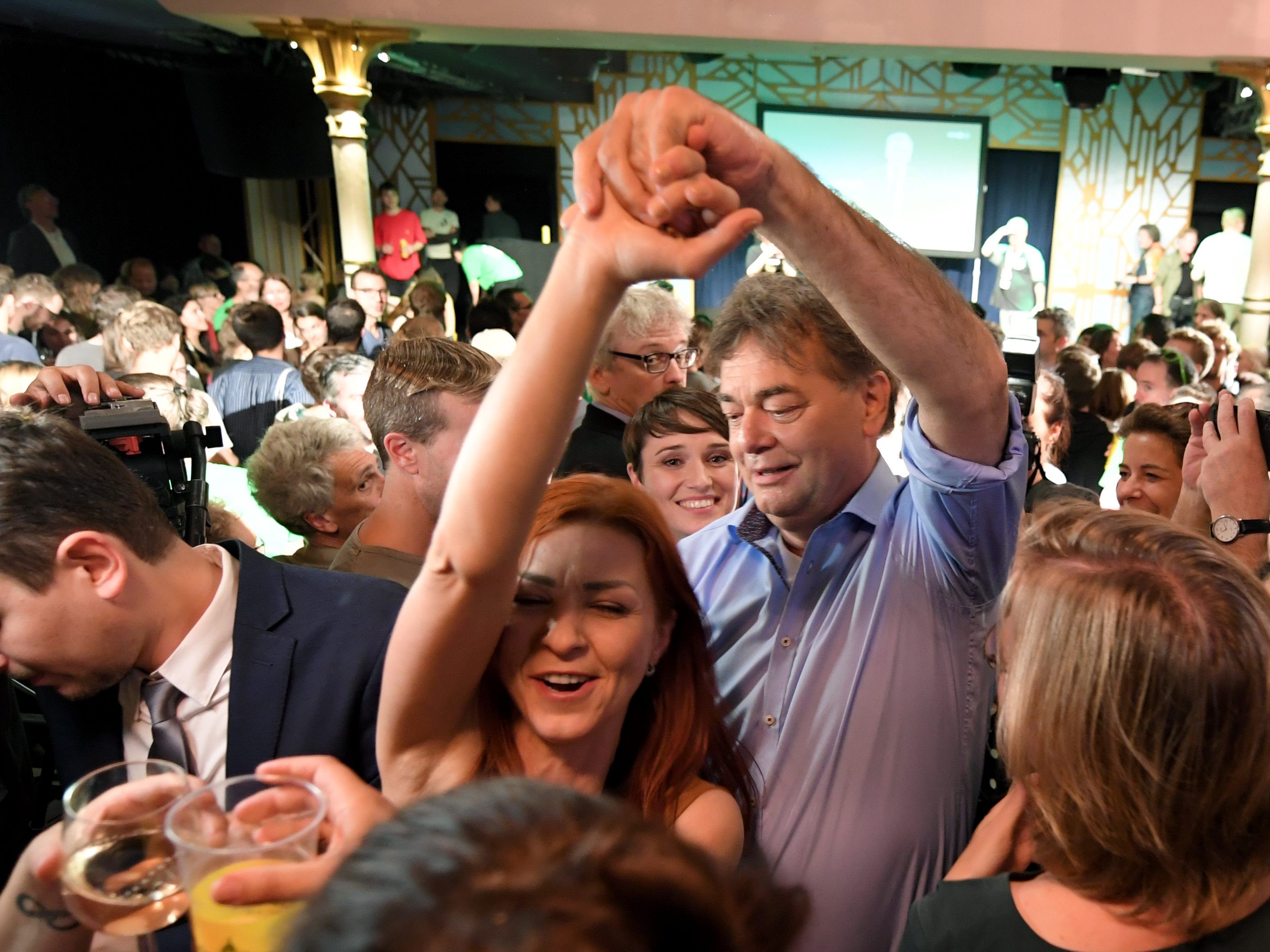 Bei den Grünen herrschte ausgelassene Partystimmung.