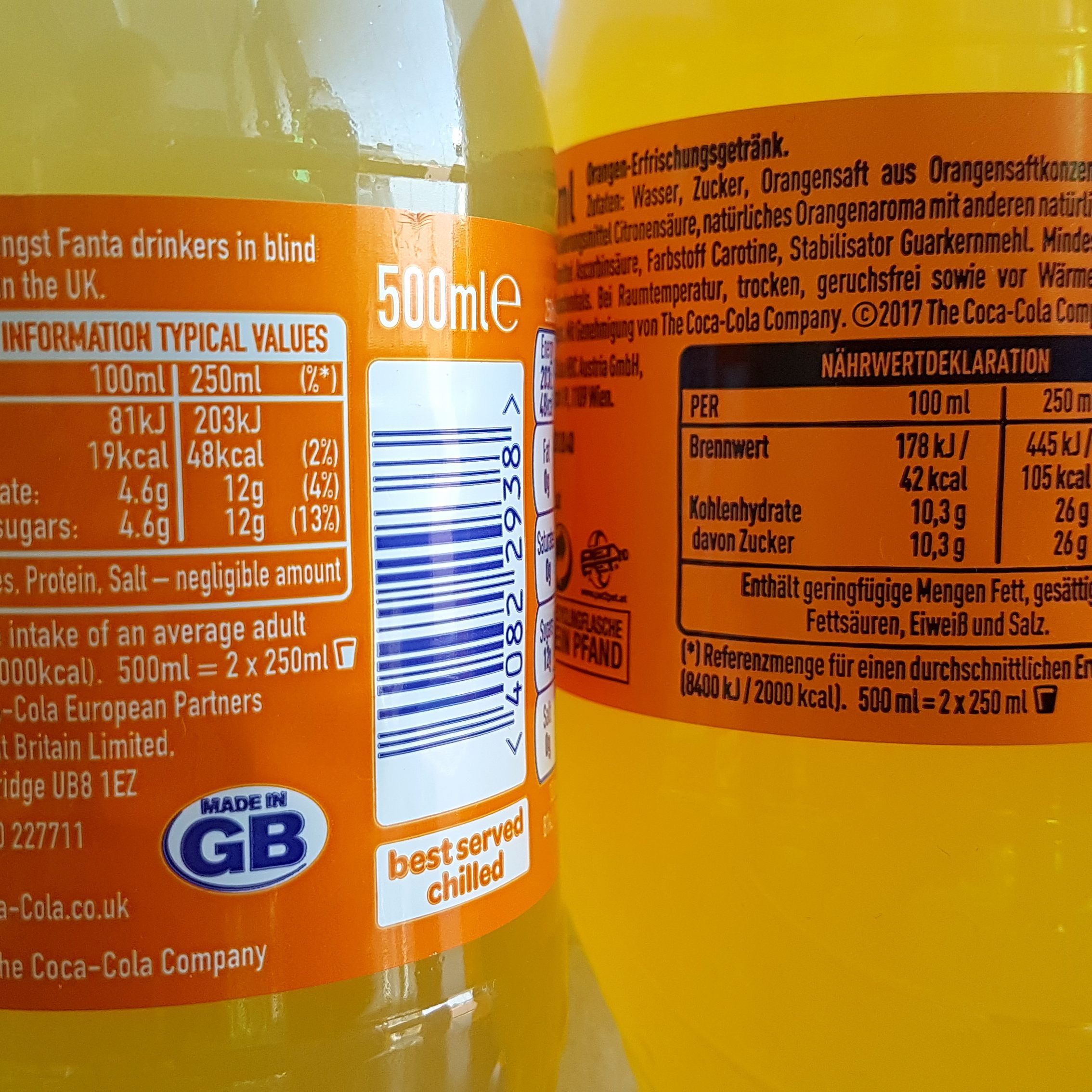 Der Zuckergehalt der Soft Drinks fällt europaweit sehr unterschiedlich aus.