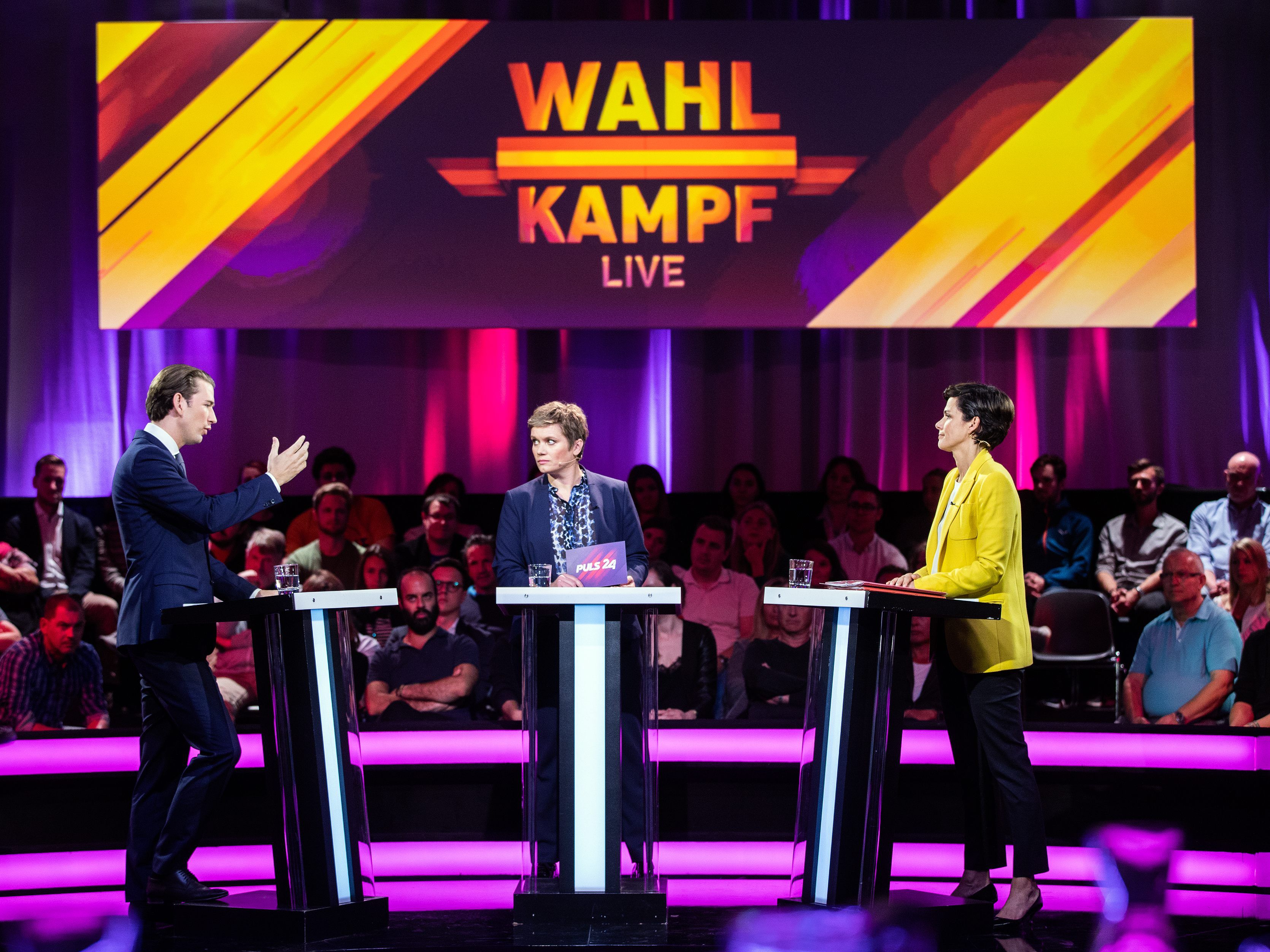 Kurz und Rendi-Wagner schenkten sich beim TV-Duell nichts. Kurz und Rendi-Wagner schenkten sich beim TV-Duell nichts.