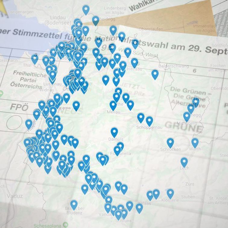 Die Ergebnisse der Nationalratswahl in allen 96 Vorarlberger Gemeinden.