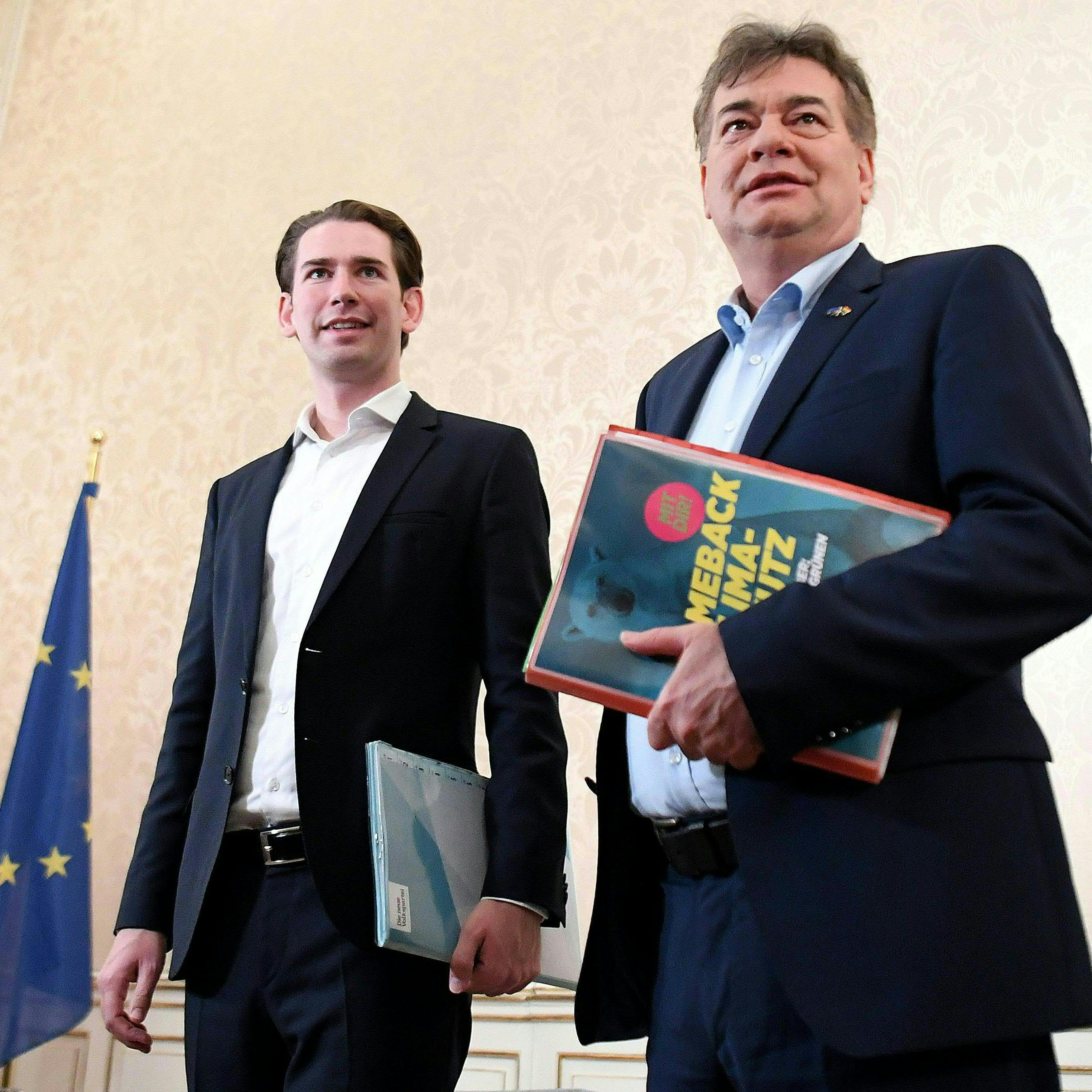 ÖVP-Chef Sebastian Kurz (l.) und Bundessprecher der Grünen, Werner Kogler