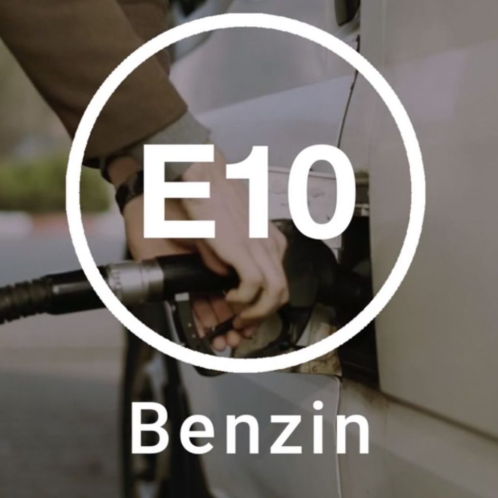 Das neue Symbol für Benzin mit 10 Prozent Bioethanol im Kraftstoff.