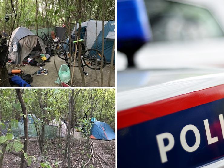 In dem Zeltlager wurde zahlreiches Diebesgut sichergestellt. In dem Zeltlager wurde zahlreiches Diebesgut sichergestellt.