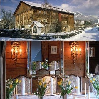 Gastgeber Familie Benner (Foto: Ohilipp Lipiarski), rechts: Außen- und Innenansicht des Romantik Restaurants Altes Gericht